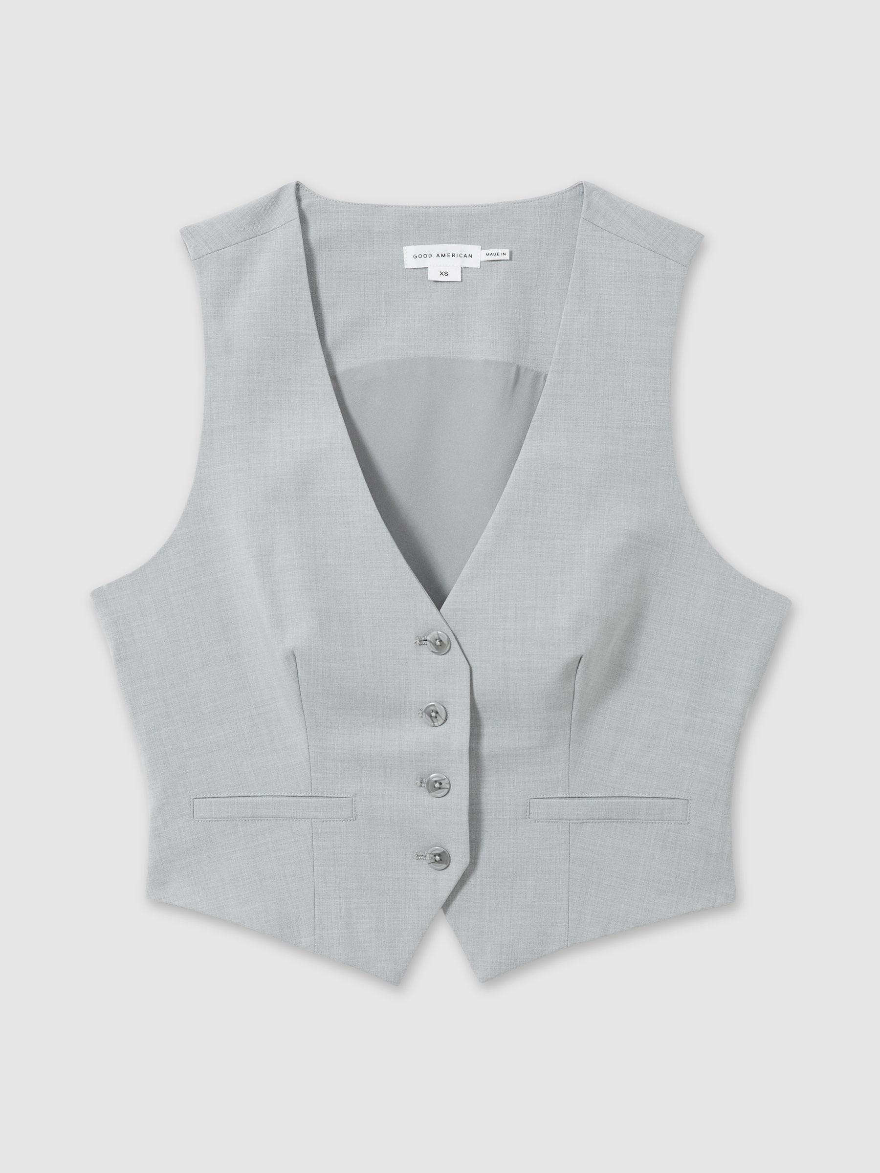 Good American Sharkskin Suit Waistcoat in Heather Grey