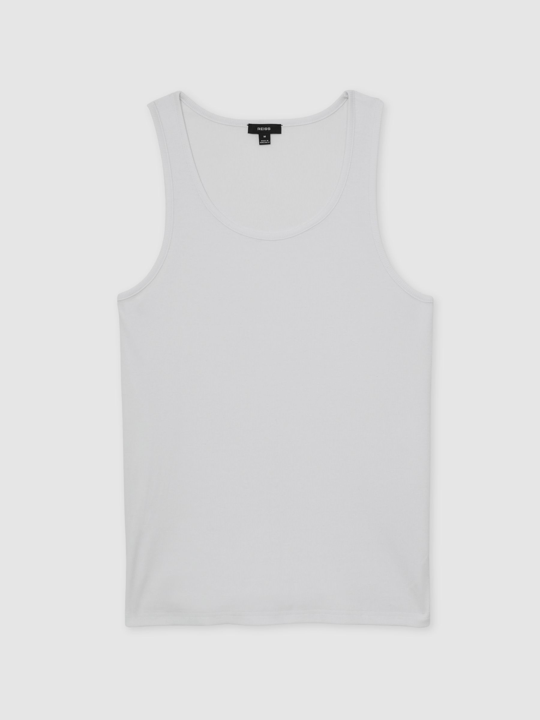 Stretch-Cotton Ribbed Vest in White