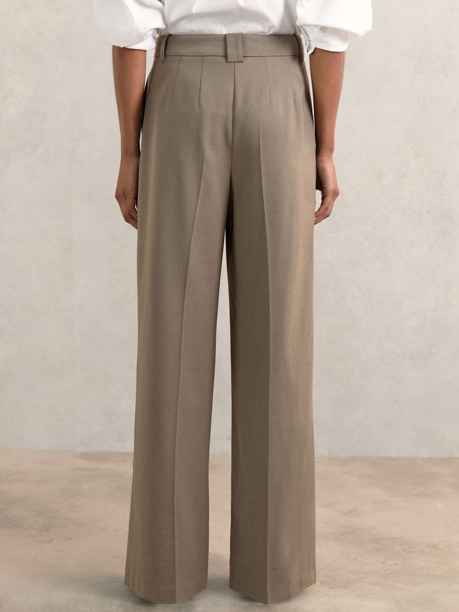 Petite Wide-Leg Pleated Trousers in Neutral