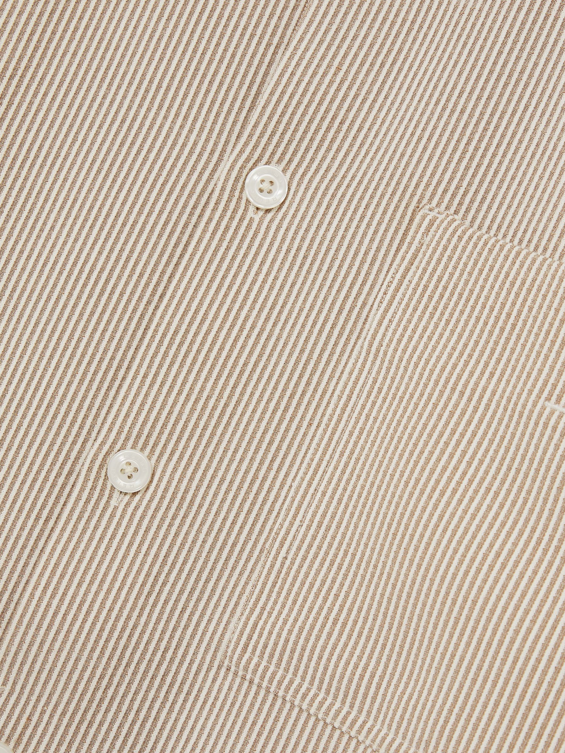 Seersucker Stripe Shirt in Oatmeal/White