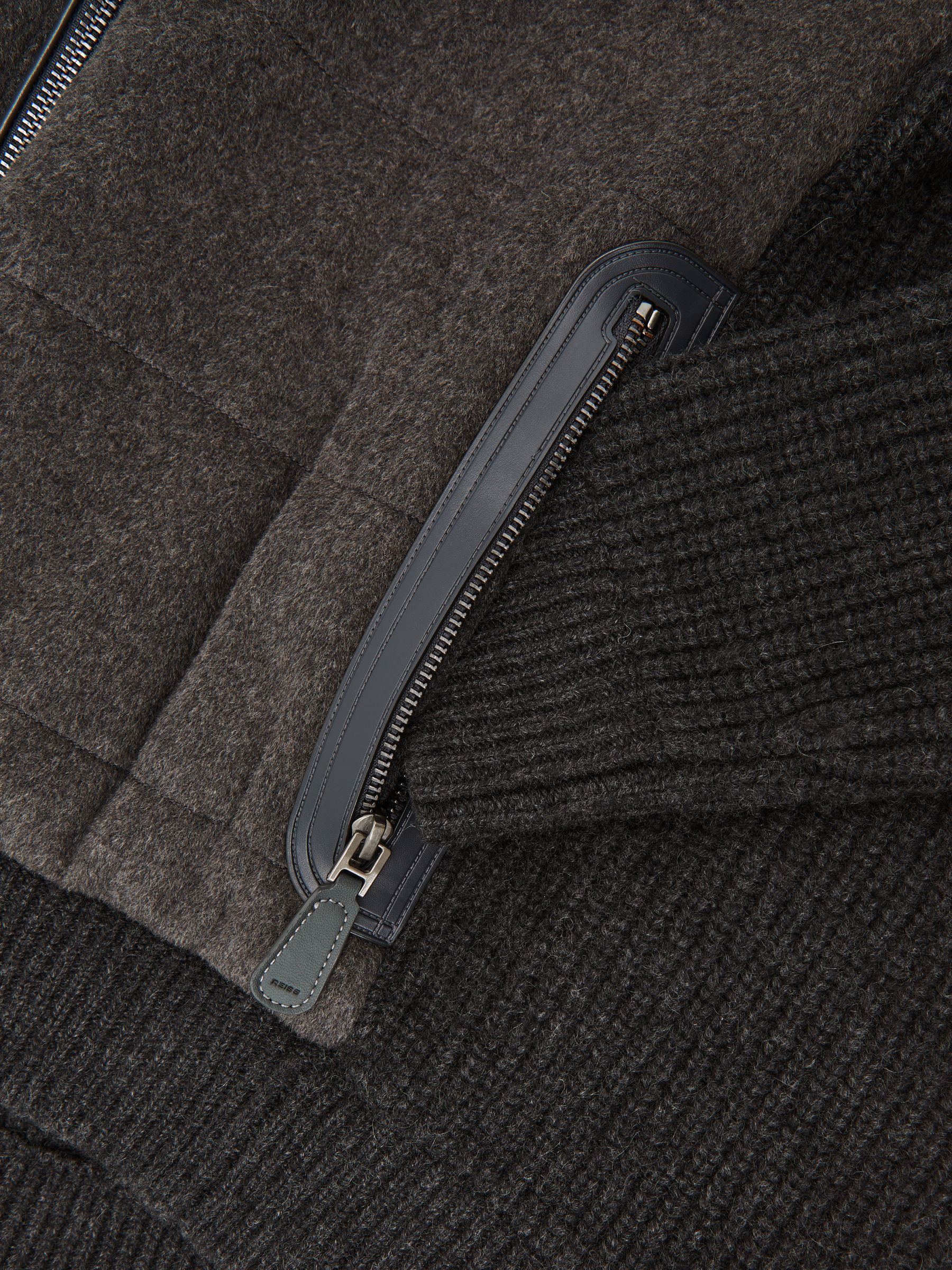 Atelier Quilted Cashmere Zip Jacket in Charcoal Grey