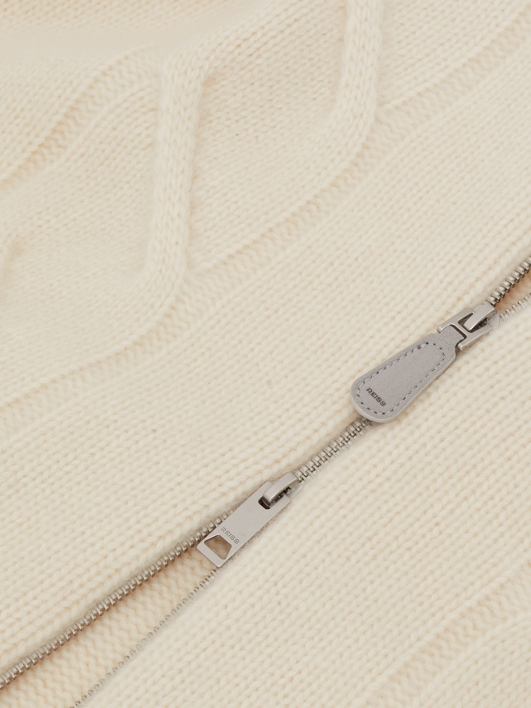 Atelier 100% Cashmere Cable Cardigan in Ivory White
