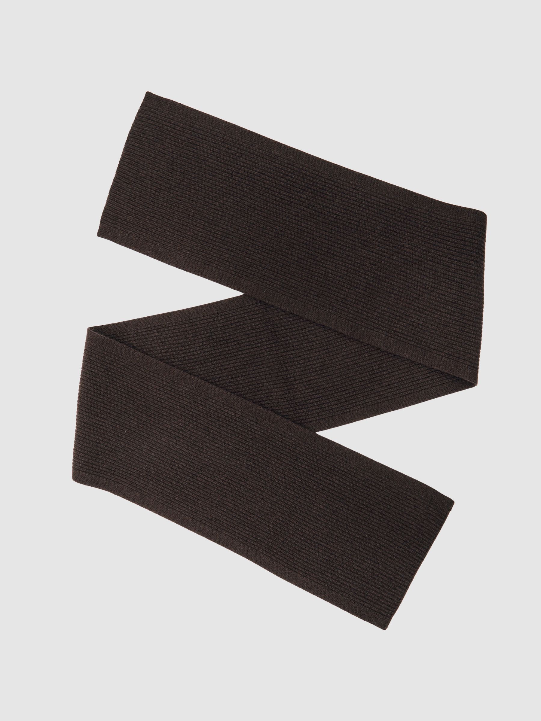 Merino Wool Rib-Knit Scarf in Chocolate Brown