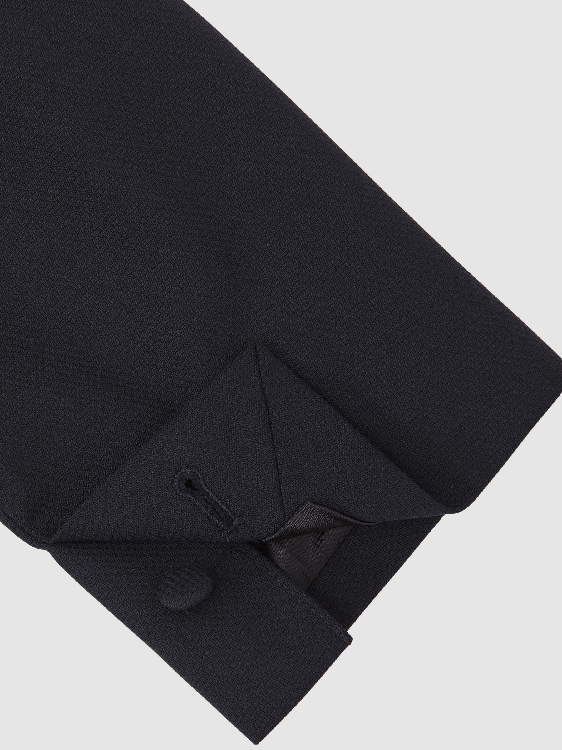 Single-Breasted Jacquard Tuxedo Jacket Wool-Blend Tailored-Fit in Navy