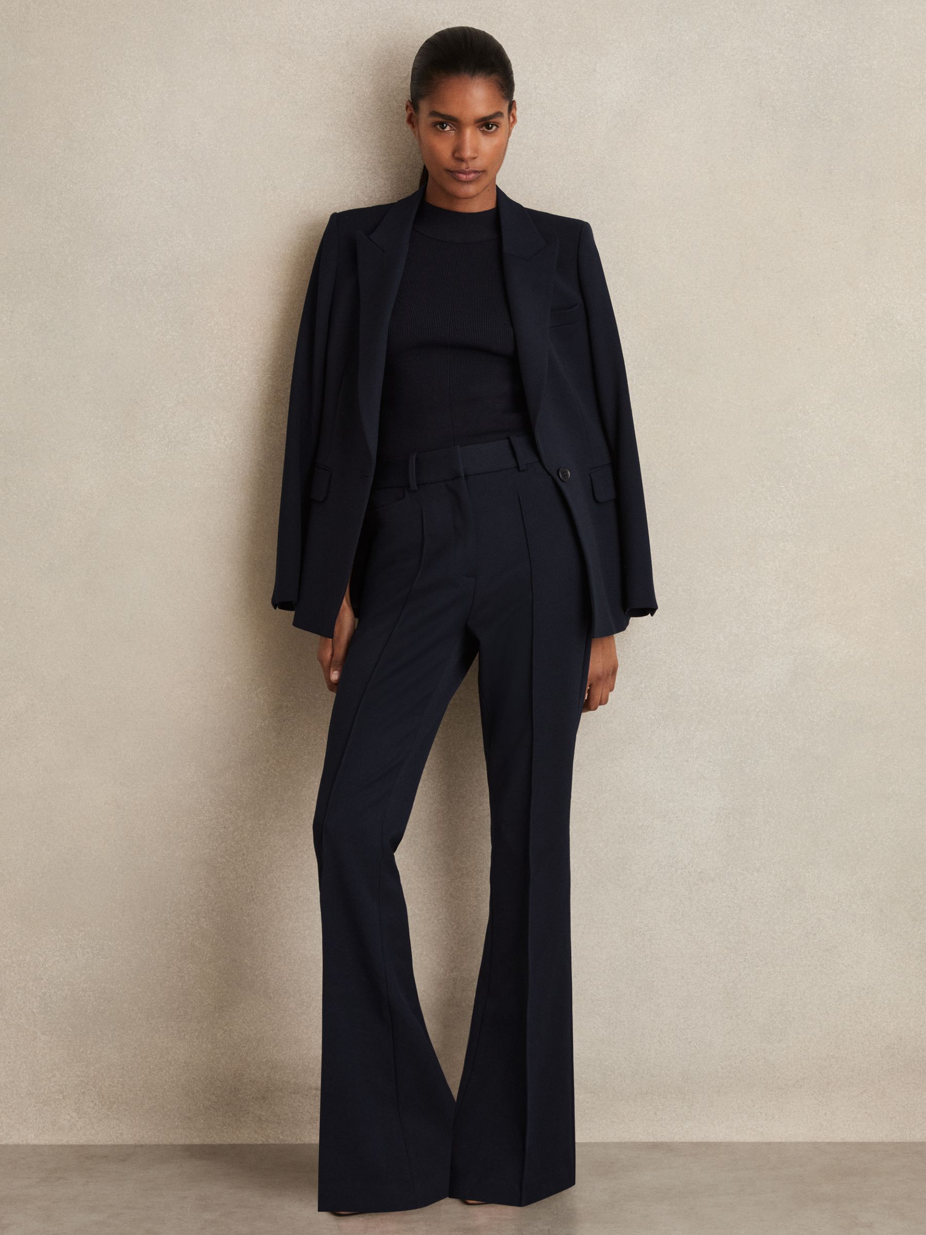 Flared Suit Trousers in Navy