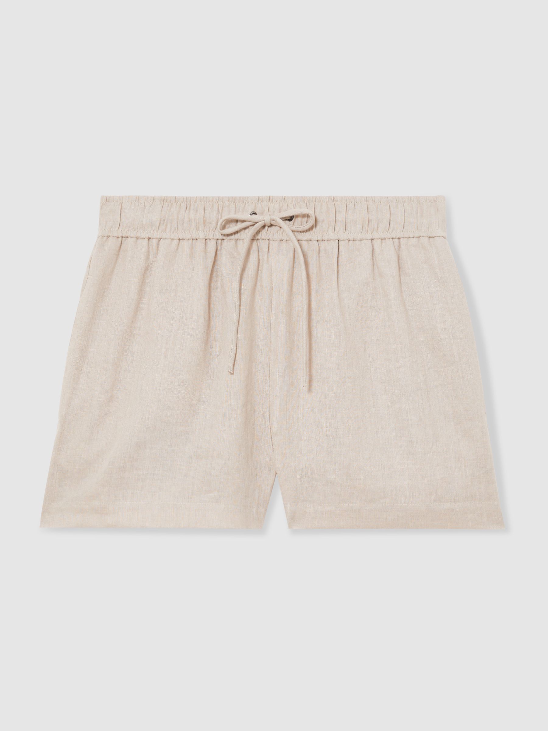 Linen-Blend Drawstring Shorts in Neutral