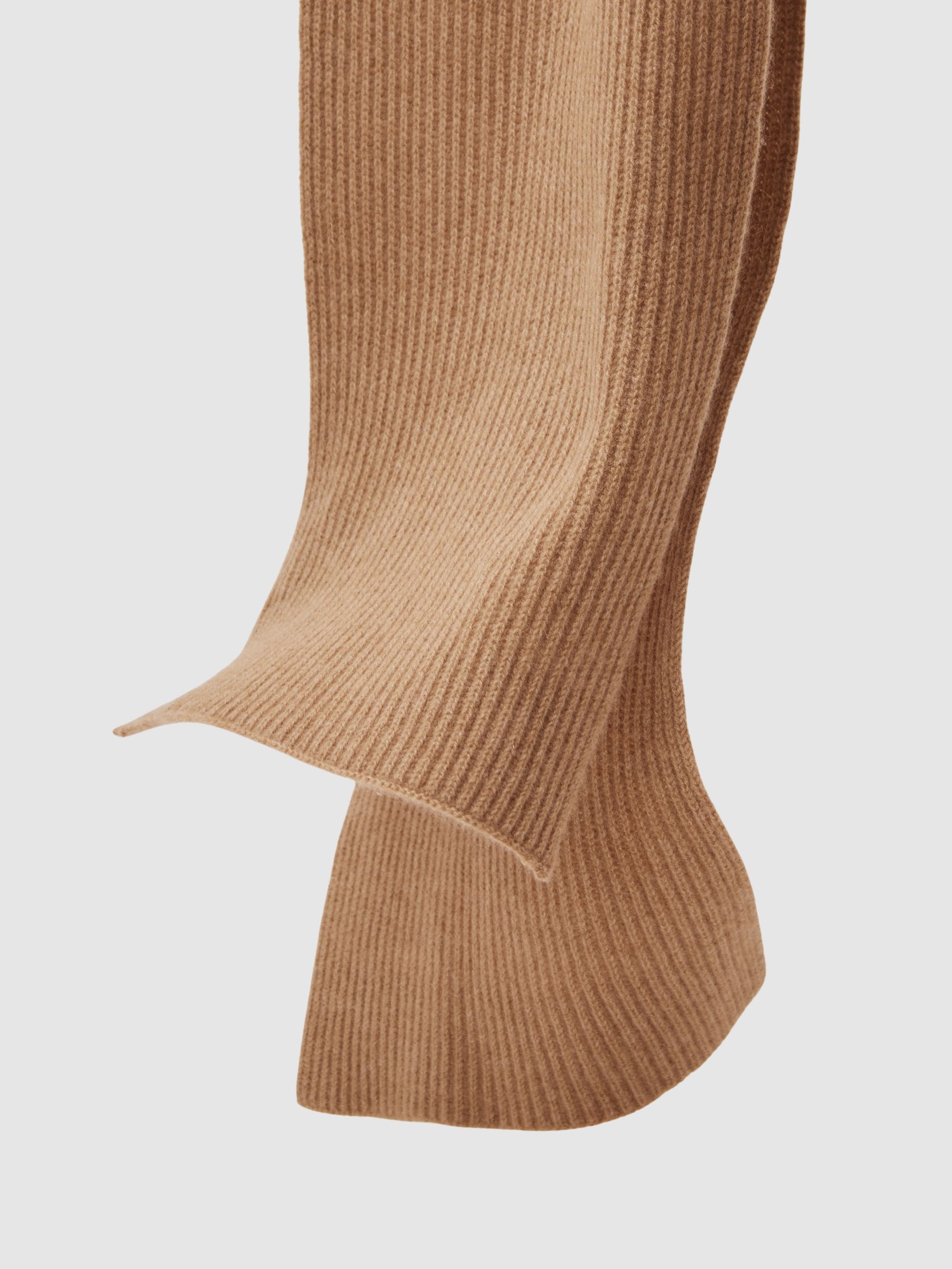 Atelier 100% Cashmere Rib-Knit Scarf in Oatmeal