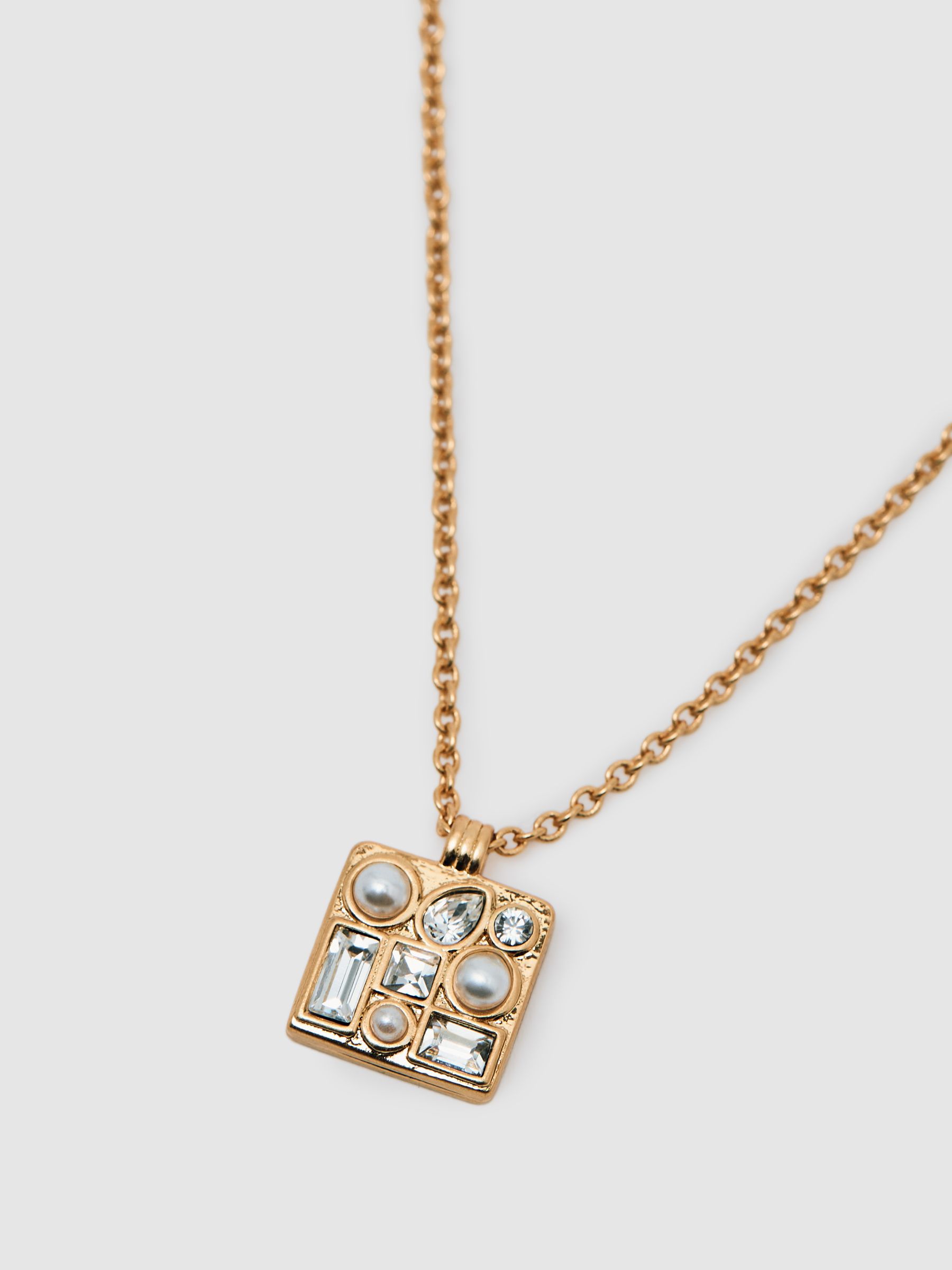 Tone Square Pendant Necklace in Gold