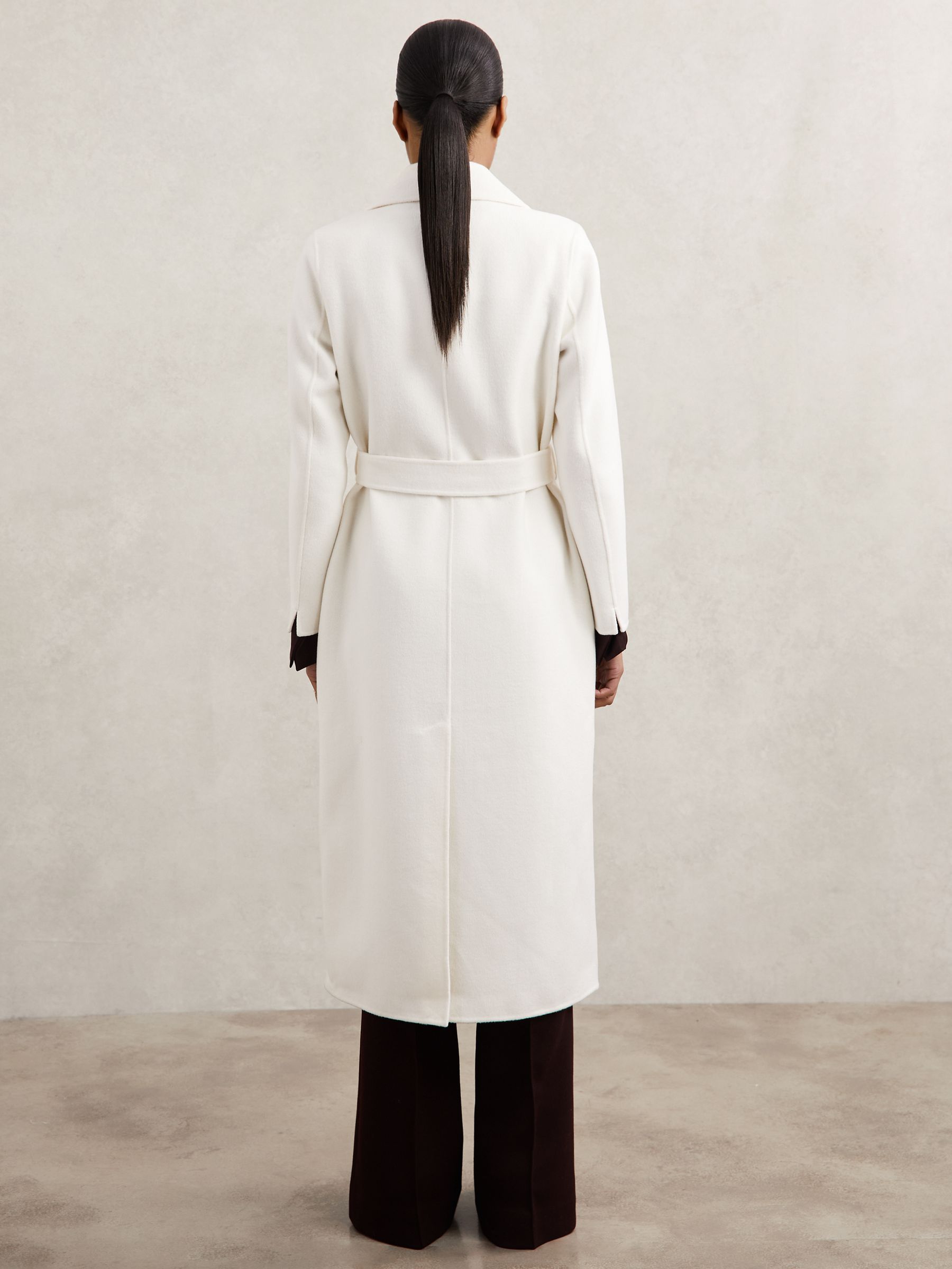 Double-Breasted Blindseam Coat Wool-Blend in Cream