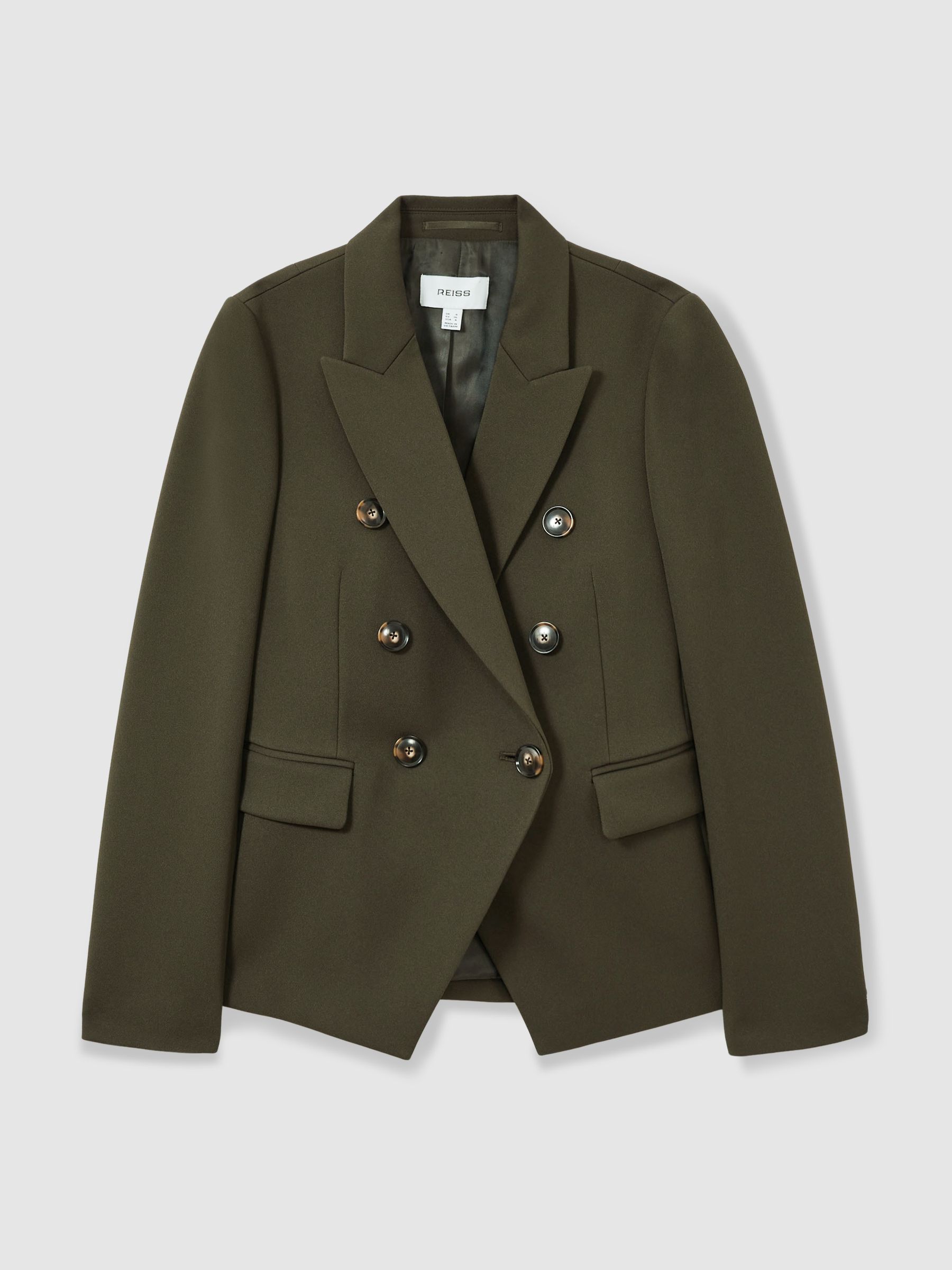 Twill Double-Breasted Blazer in Green