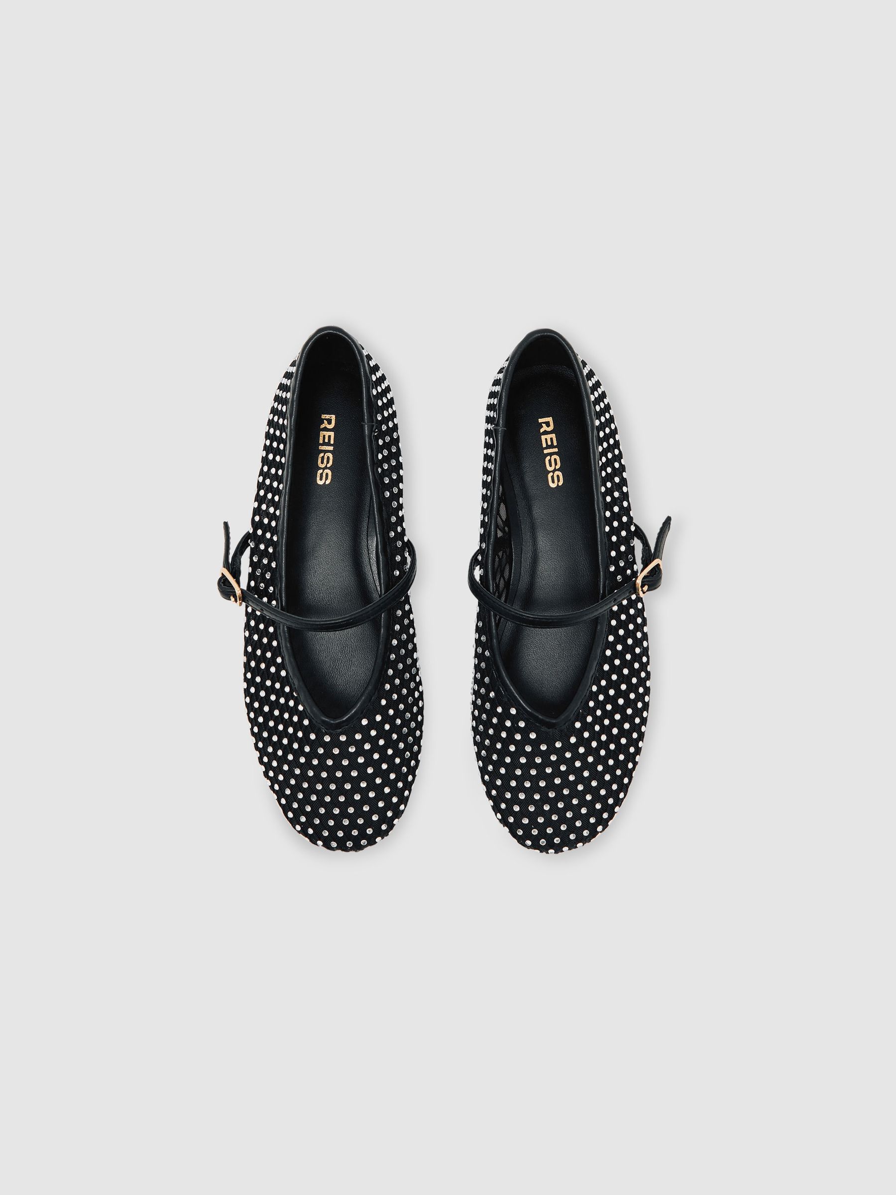 Girls Crystal-Mesh Ballet Pumps in Silver