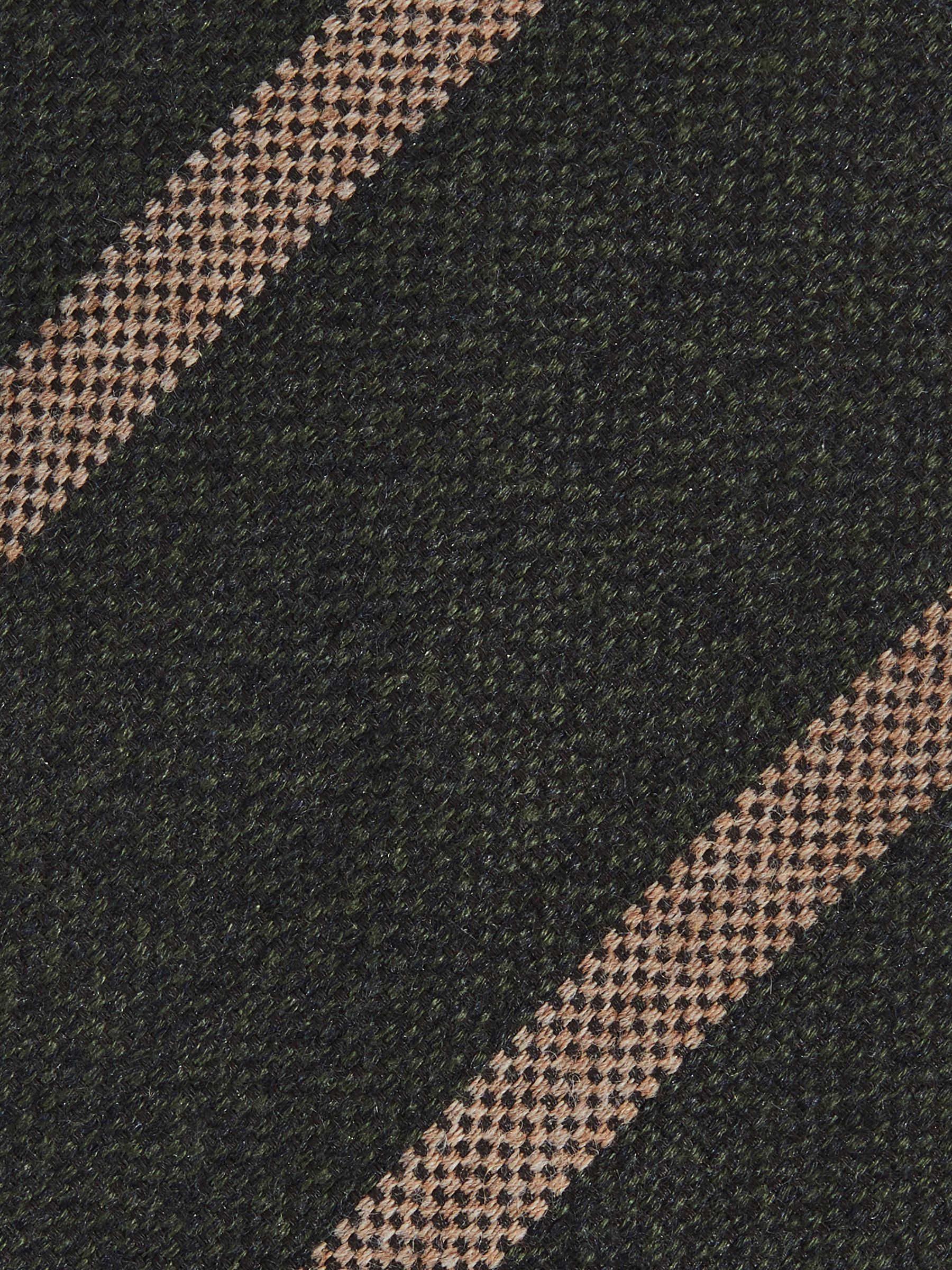 Wool-Silk Striped Tie in Forest Green