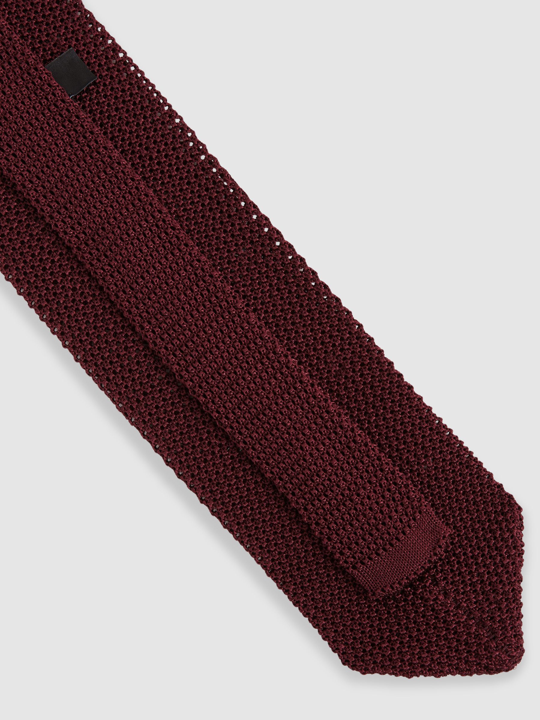 Silk Knitted Pin-Dot Tie in Burgundy