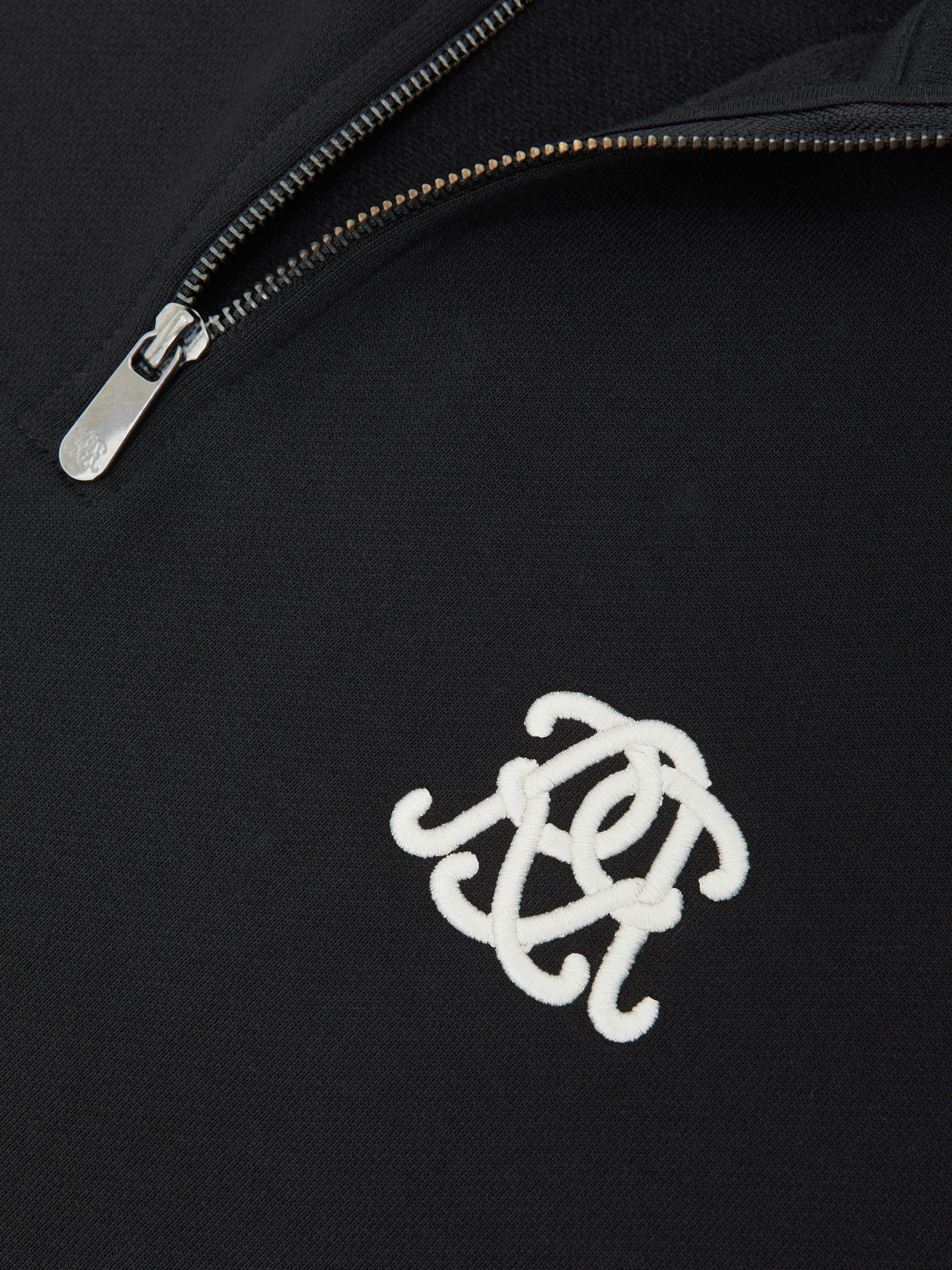 Monogram Half-Zip Relaxed Sweatshirt in Black