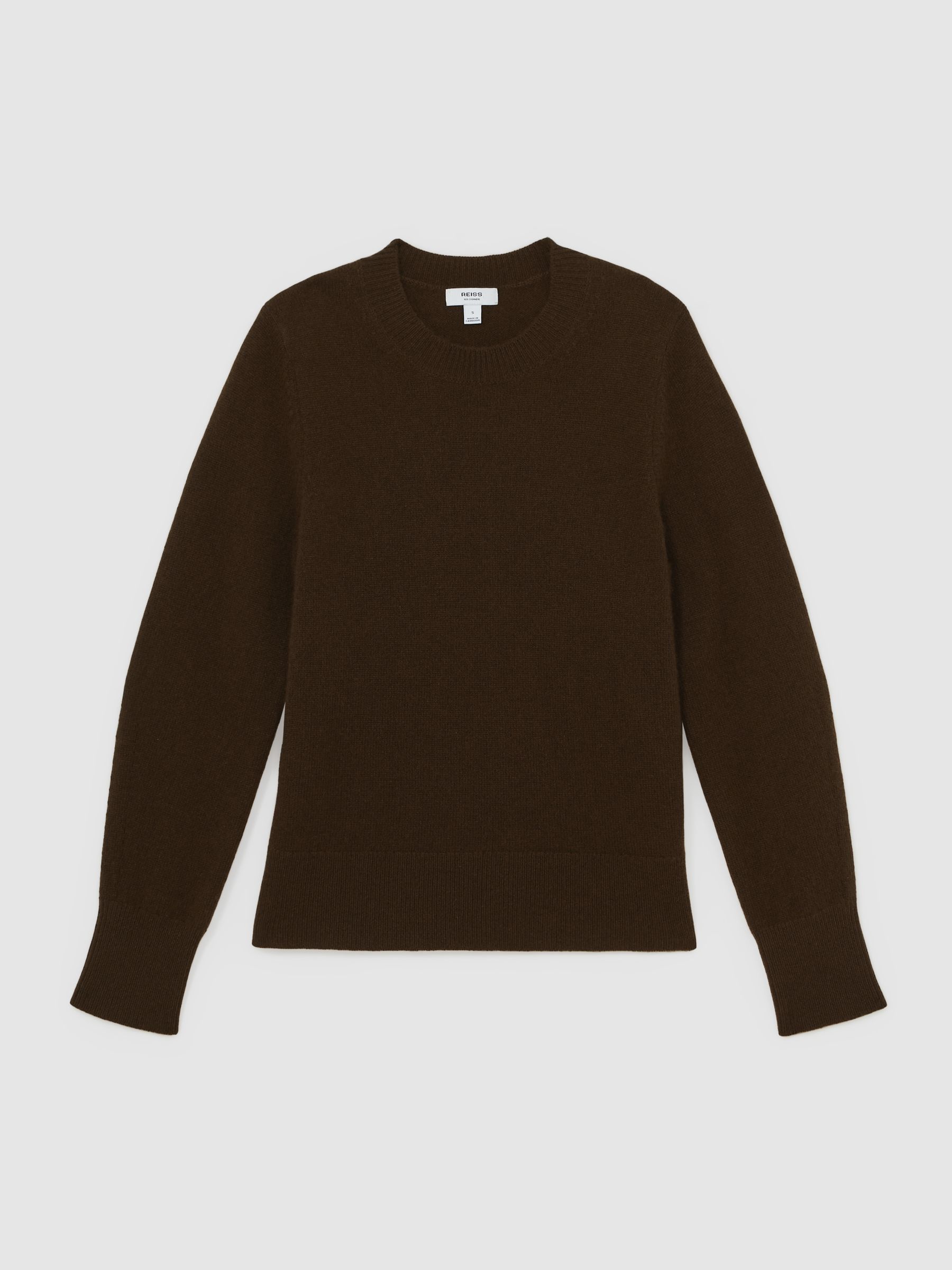 100% Cashmere Crew-Neck Jumper in Chocolate Brown