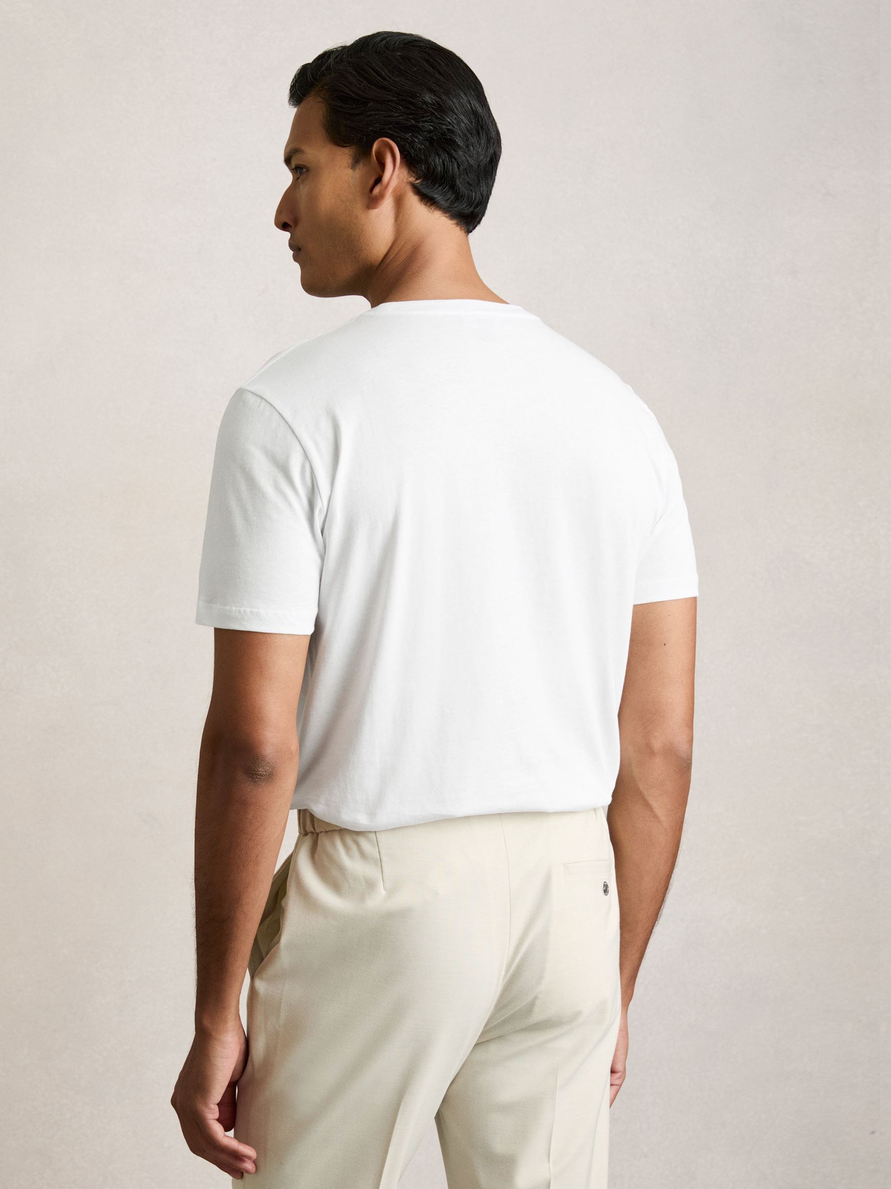 Cotton-Jersey Crew-Neck T-shirts 3 Pack in White/Navy/Airforce Blue