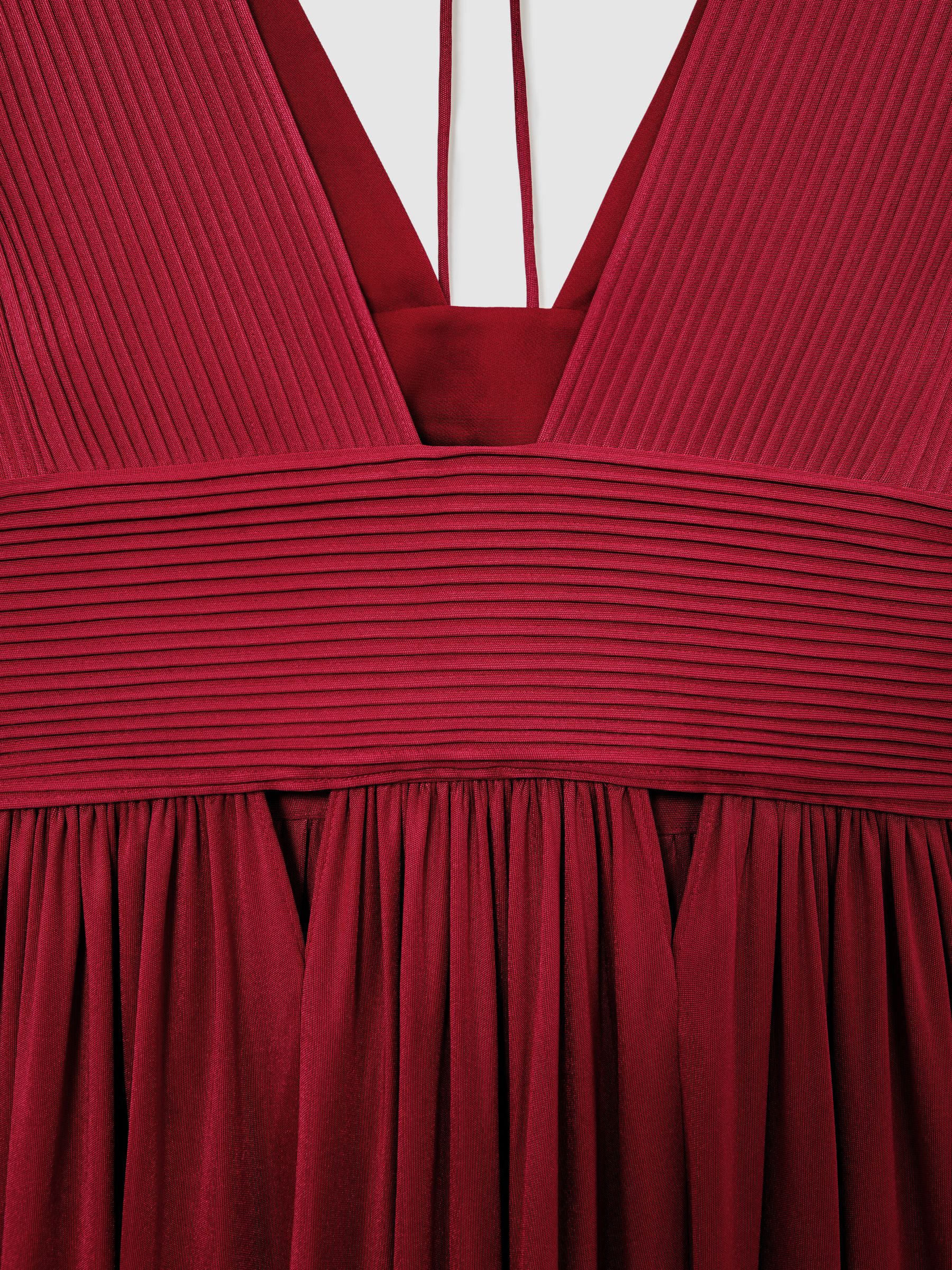 Atelier Cut-Out Pleated Maxi Dress in Red