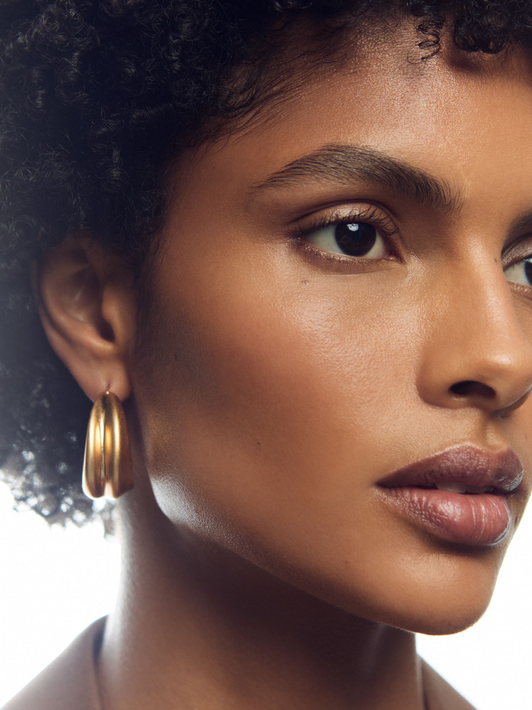 Sculptural Hoop Earrings in Gold Tone