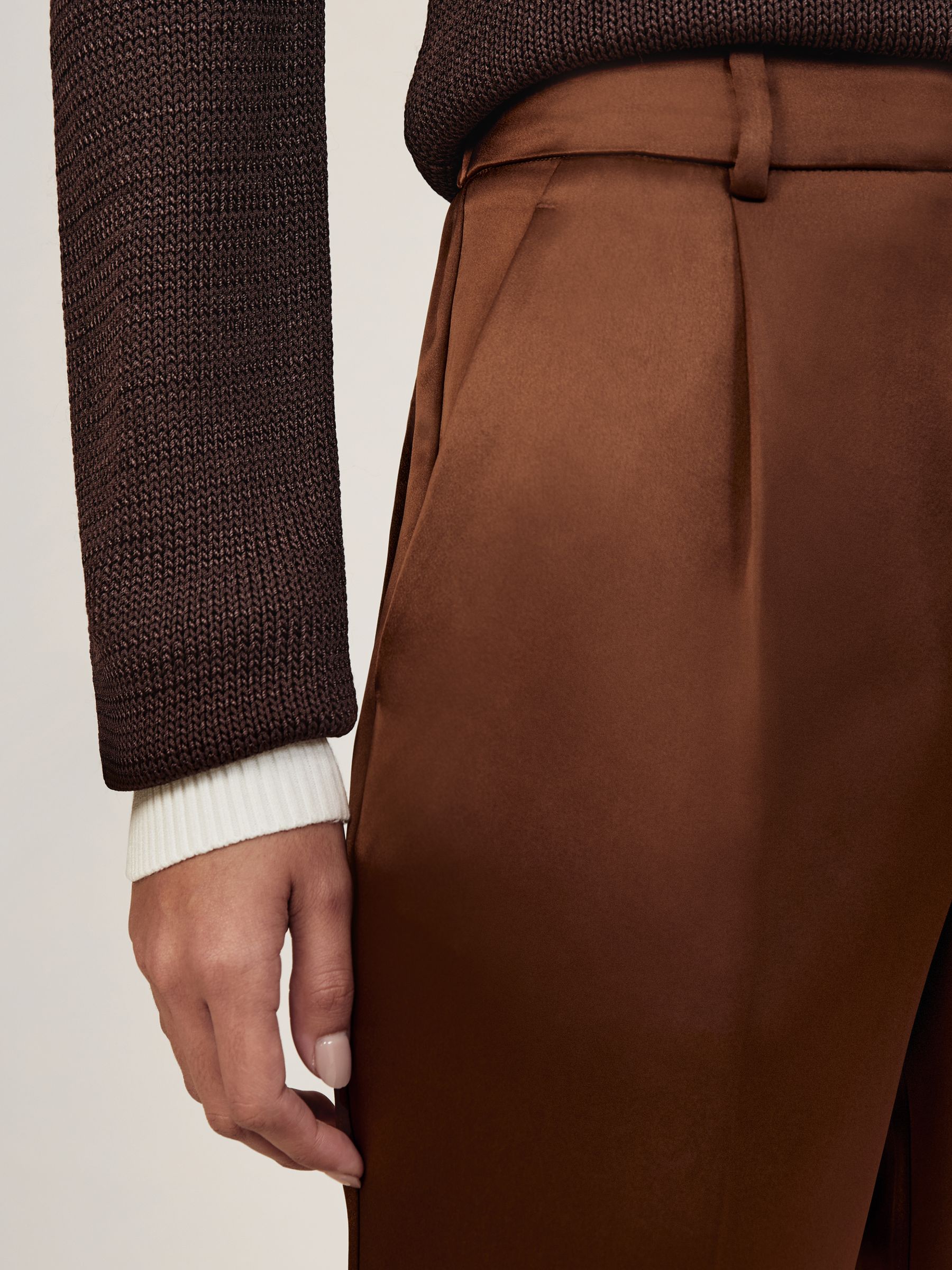 Satin Taper Trousers in Bronze