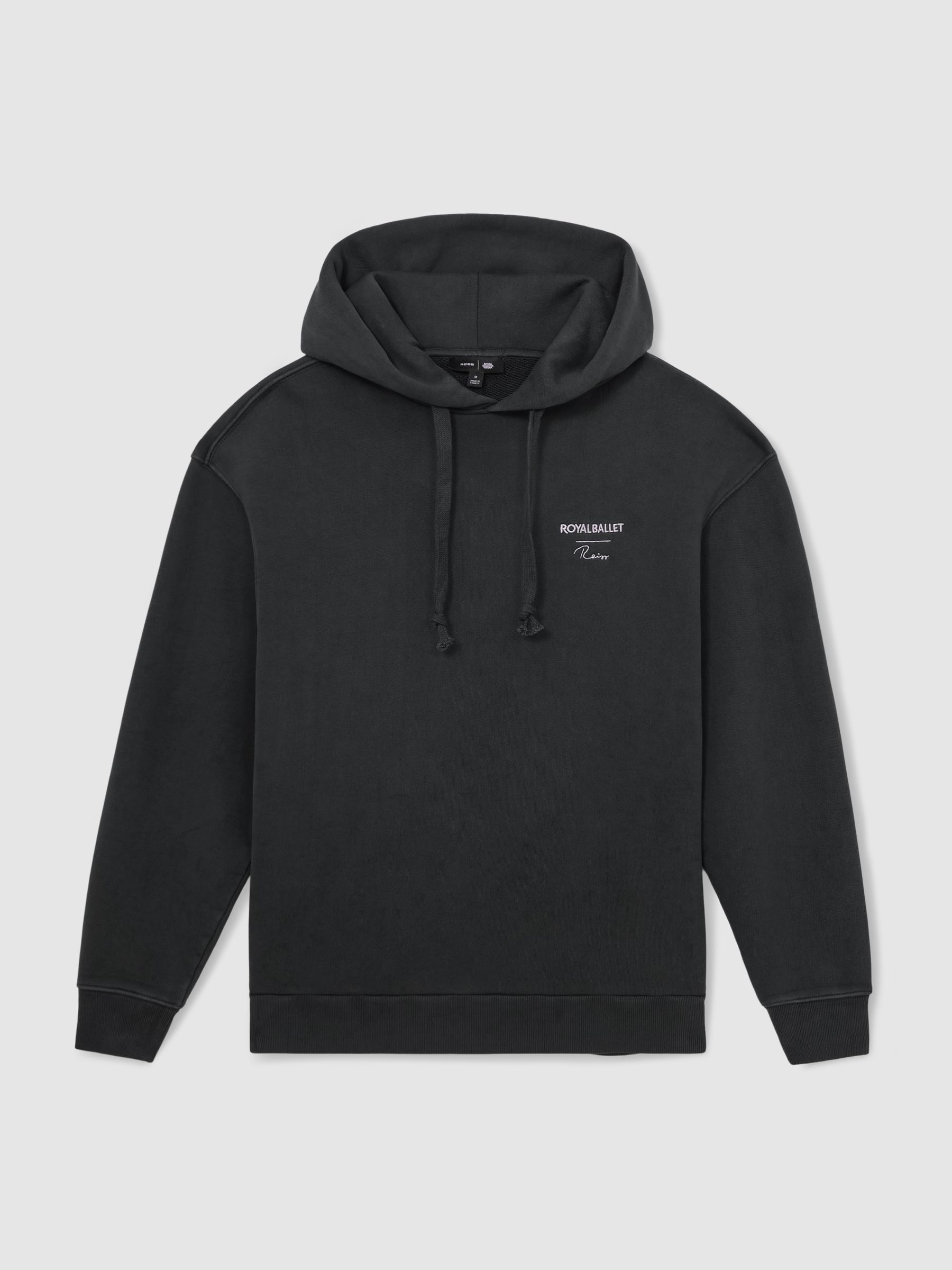 Reiss | Royal Ballet Logo Hoodie Unisex Fit in Washed Black