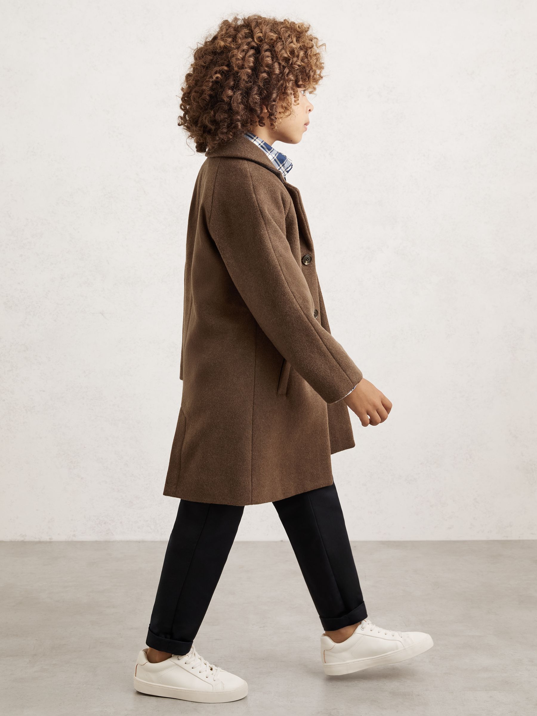 Wool-Blend Raglan-Sleeve Overcoat in Light Brown