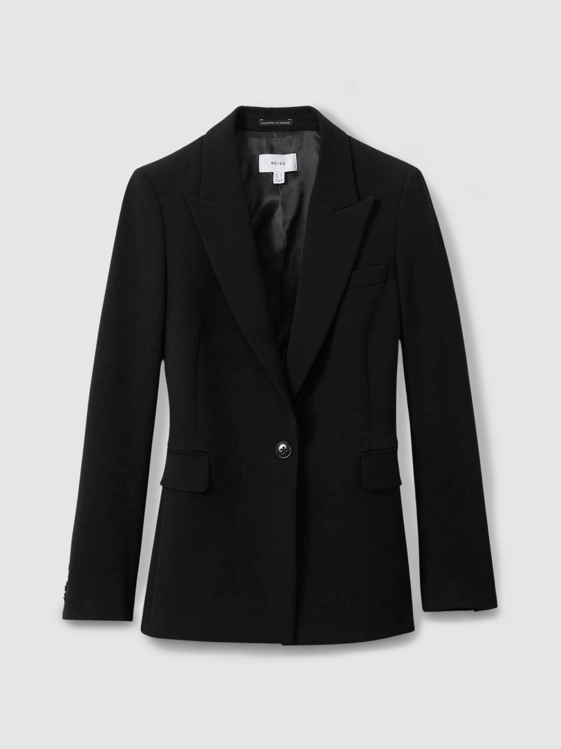 Petite Tailored Single Breasted Suit Blazer in Black