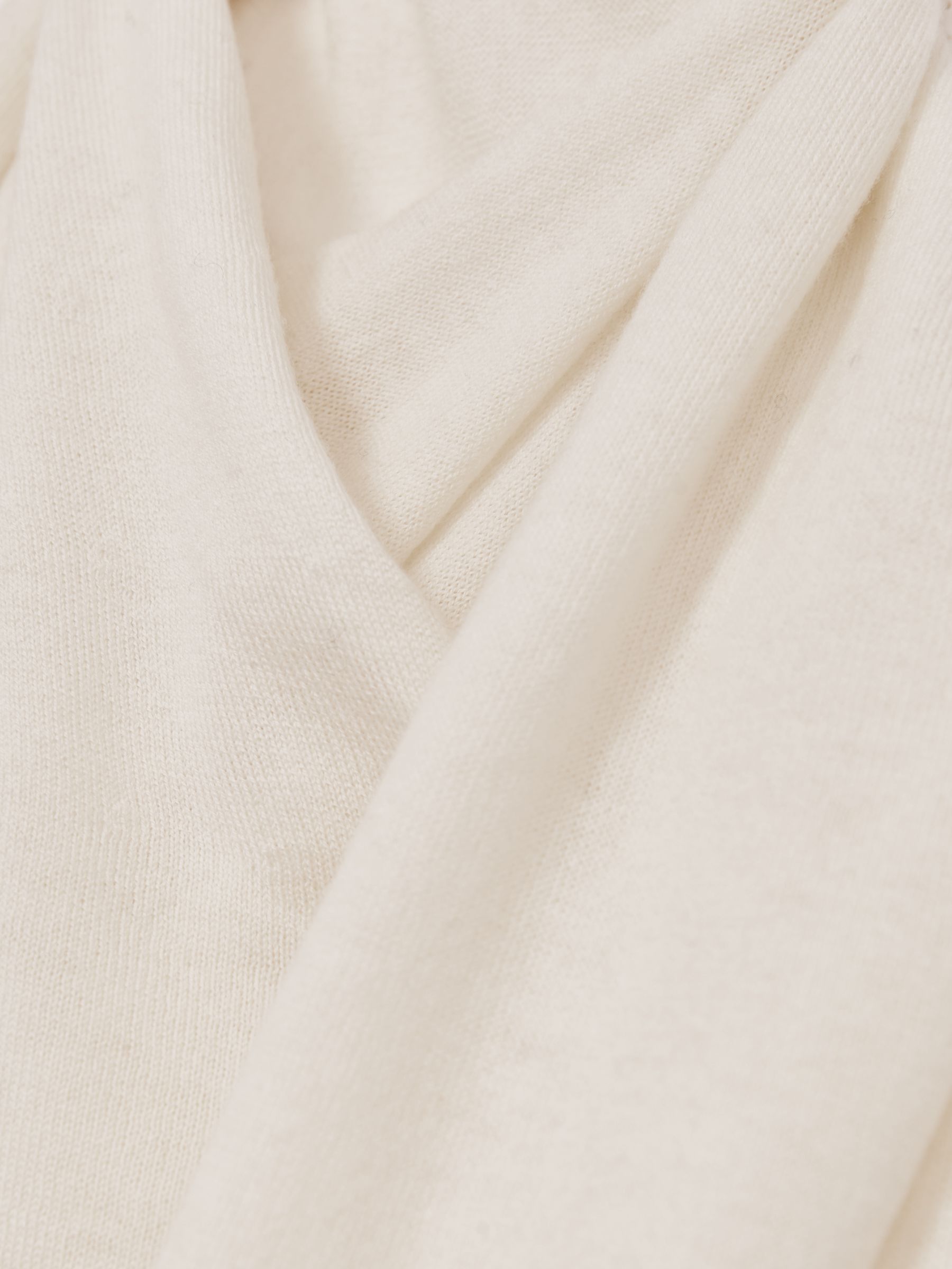 Wool Scarf-Tie Draped Jumper in Cream