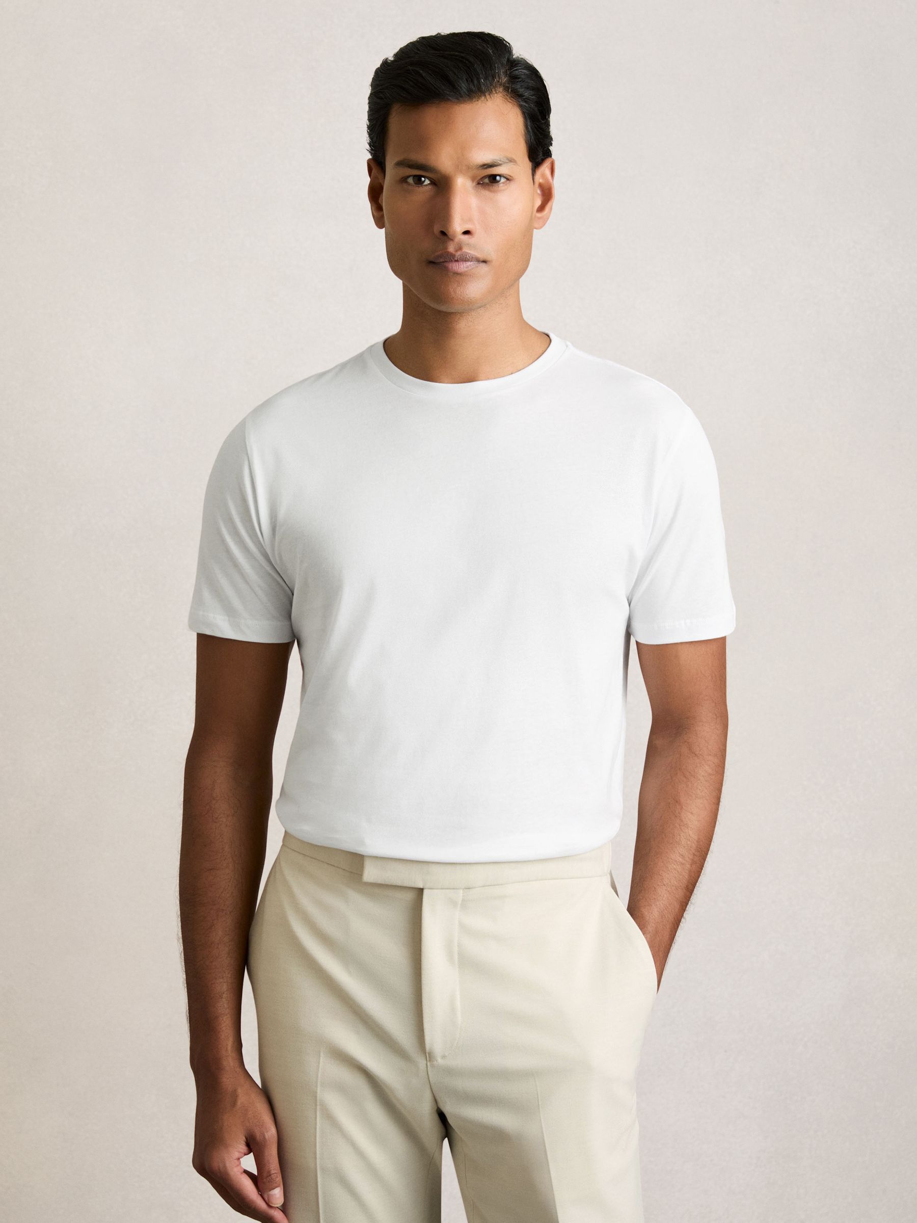 Cotton-Jersey Crew-Neck T-shirts 3 Pack in White/Navy/Airforce Blue