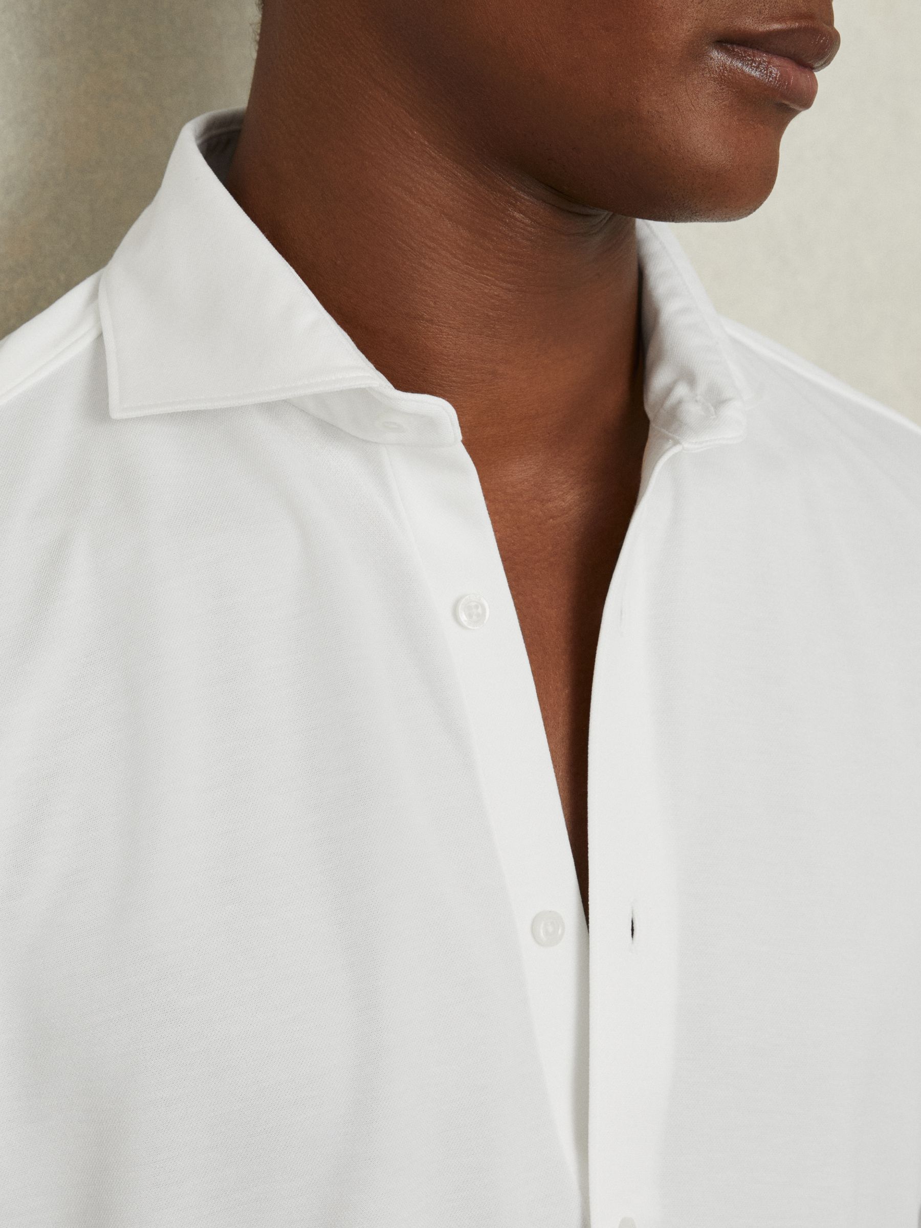 Modal Blend Cutaway Collar Shirt in White