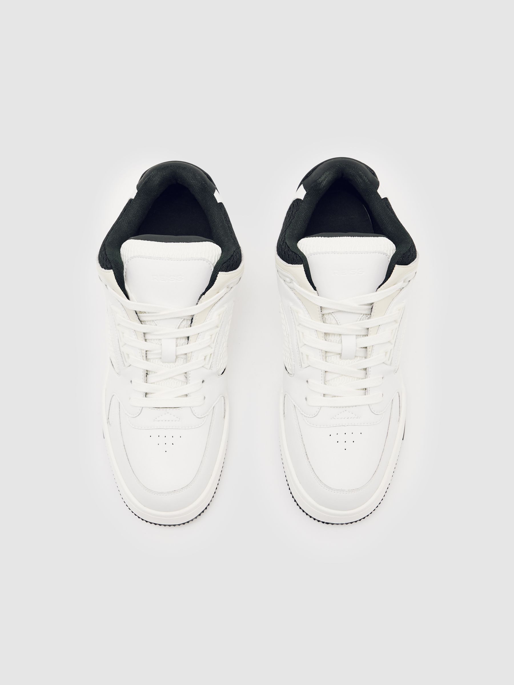 Bonded-Leather Mid-Top Skater Trainers in White/Black