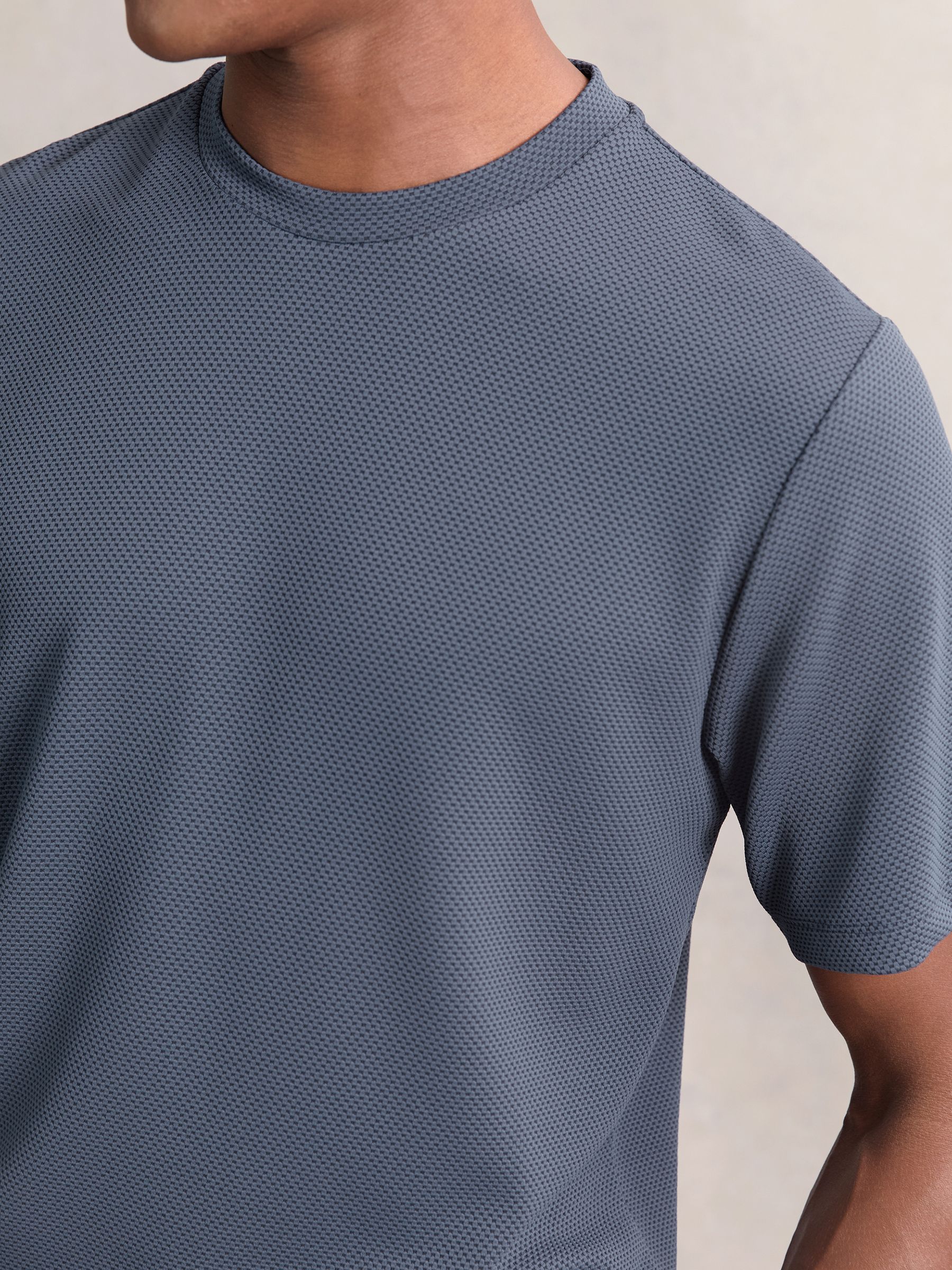 Textured Crew-Neck T-Shirt in Airforce Blue