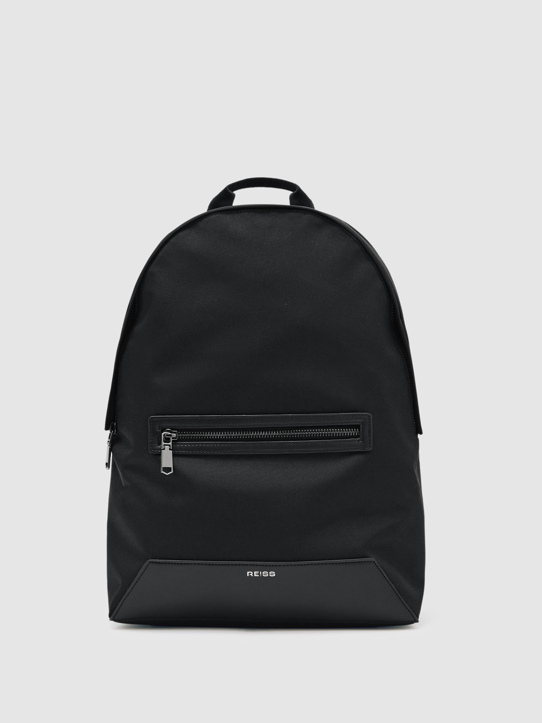 Woven Zipped Backpack in Black