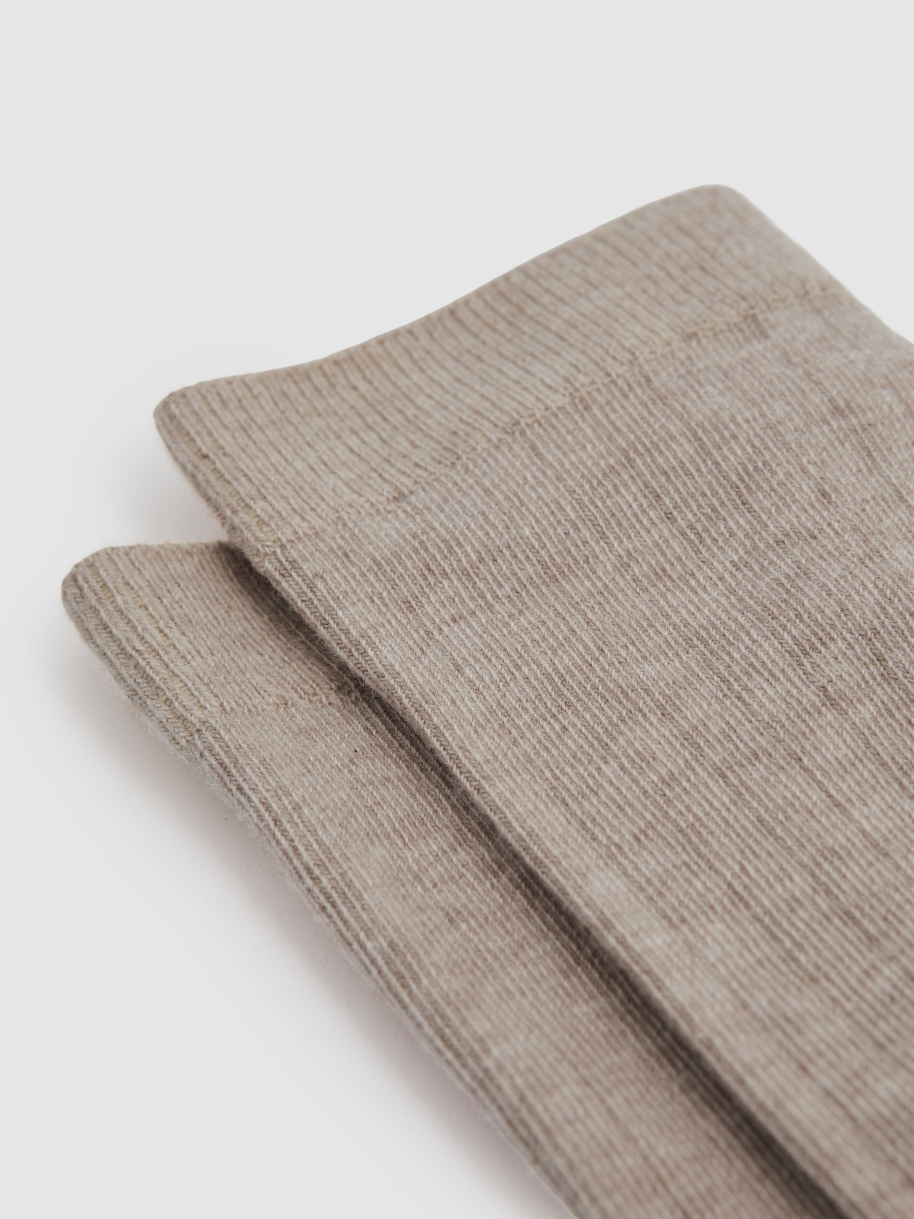 Cotton Blend Ribbed Loafer Socks in Neutral