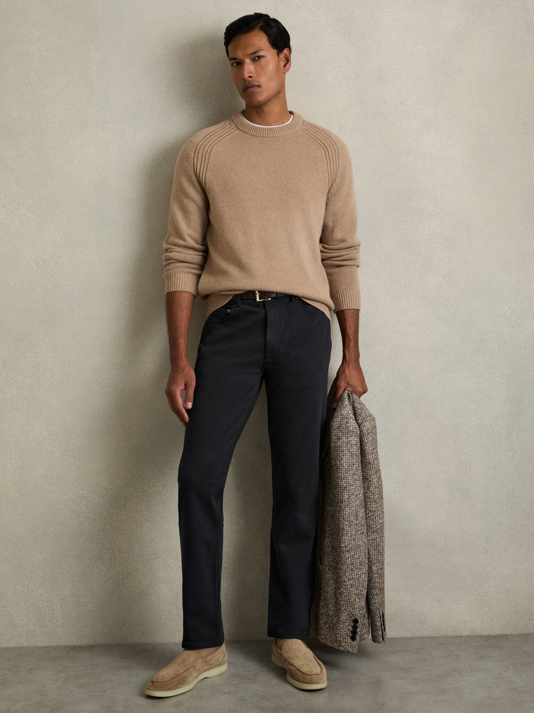 Cotton-Stretch Slim-Fit Jeans in Washed Indigo Green Cast