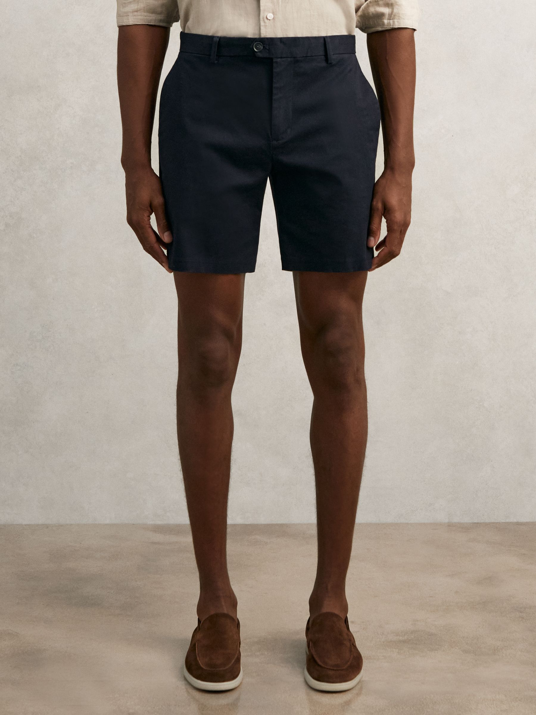 Short Length Casual Chino Shorts in Navy
