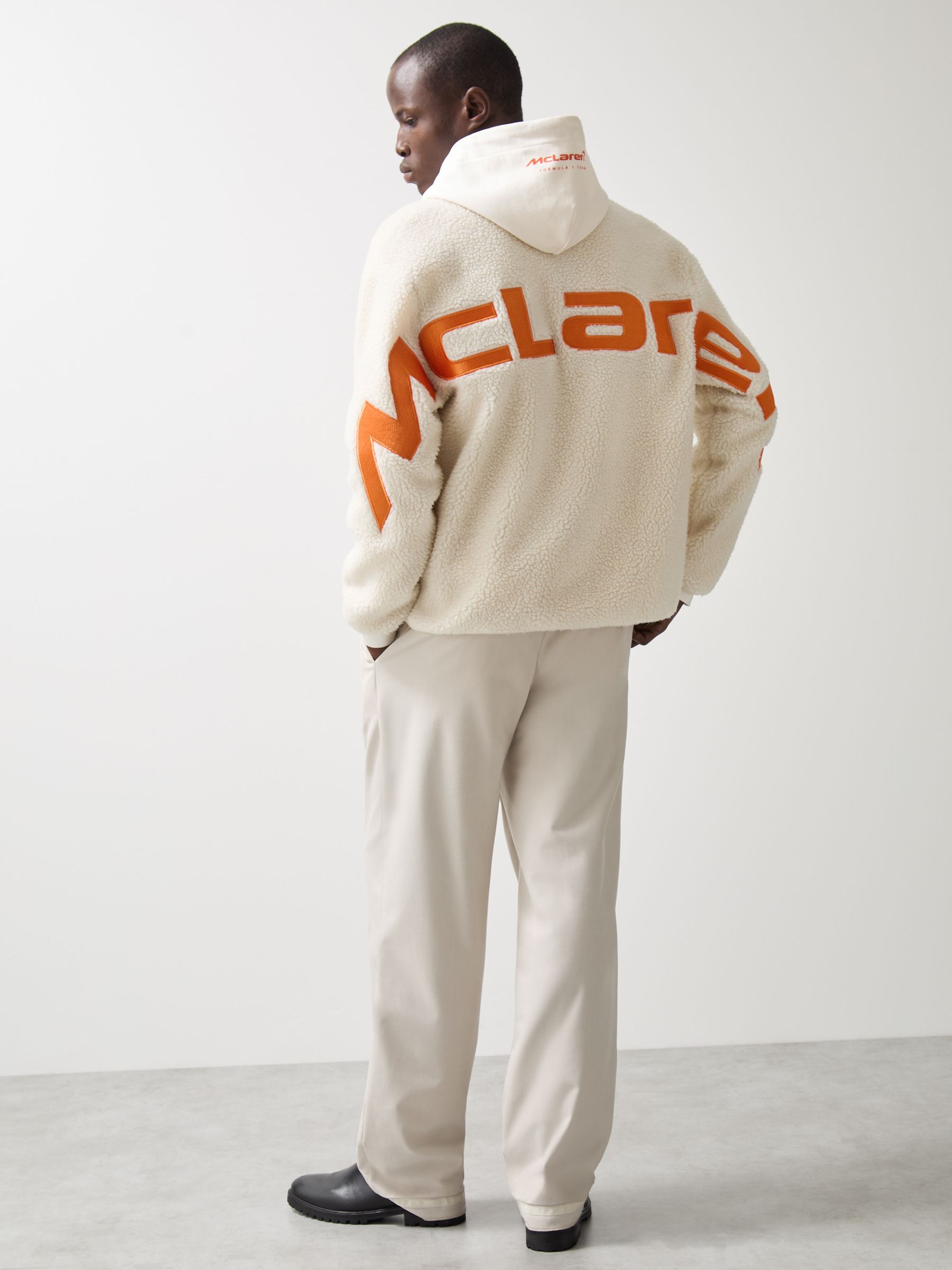 McLaren F1 Team Embroidered Fleece Jacket Unisex Fit in Off White