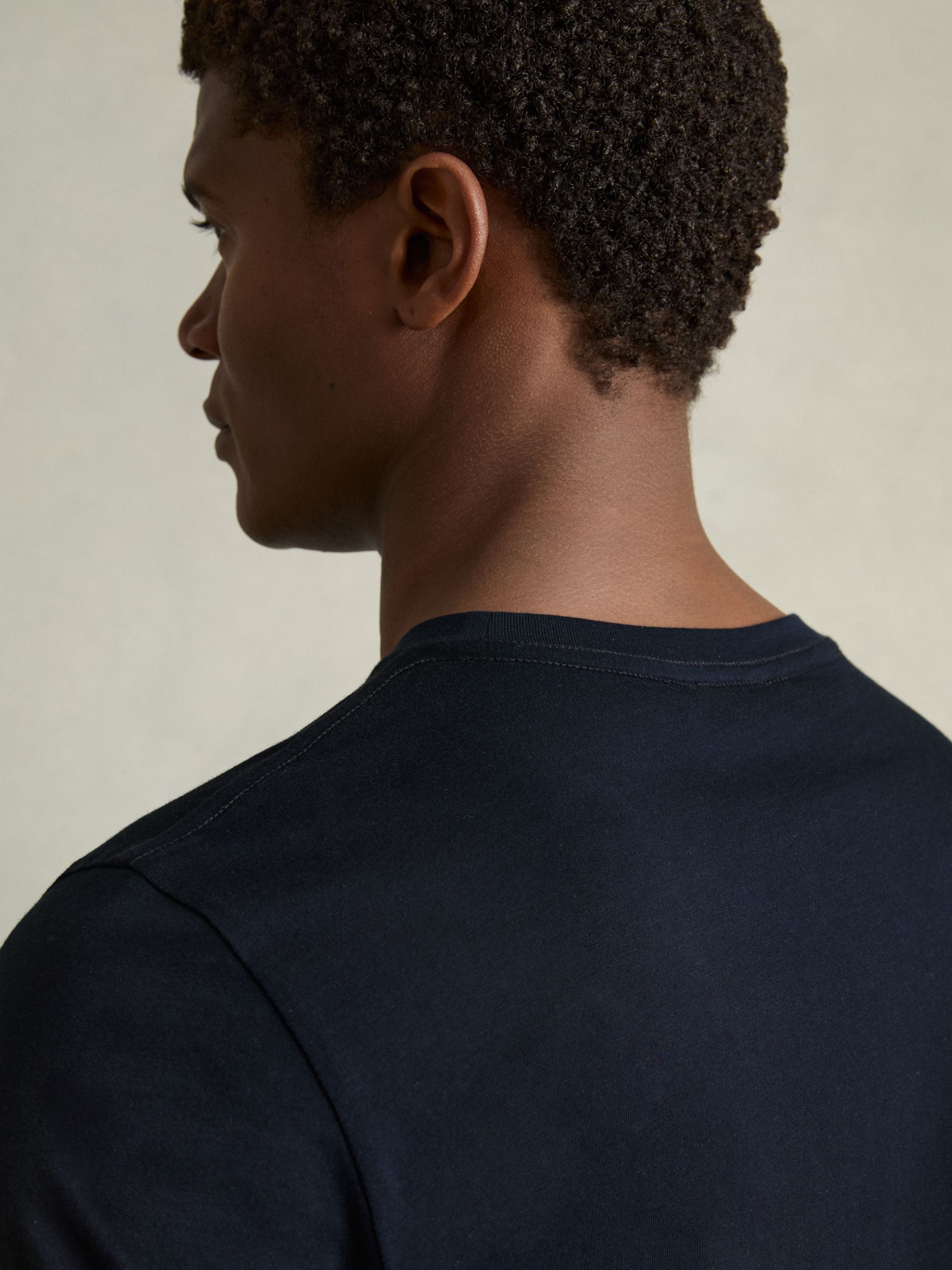 Cotton Crew Neck T-Shirt in Navy