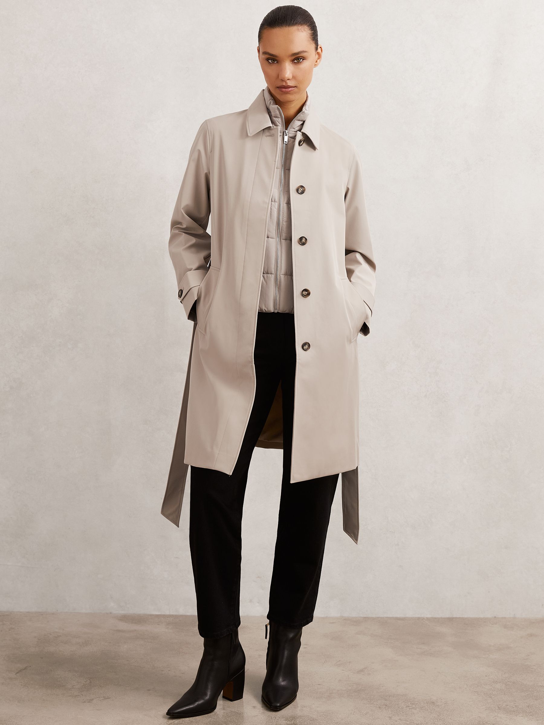 Removable-Gilet Hybrid Overcoat in Neutral