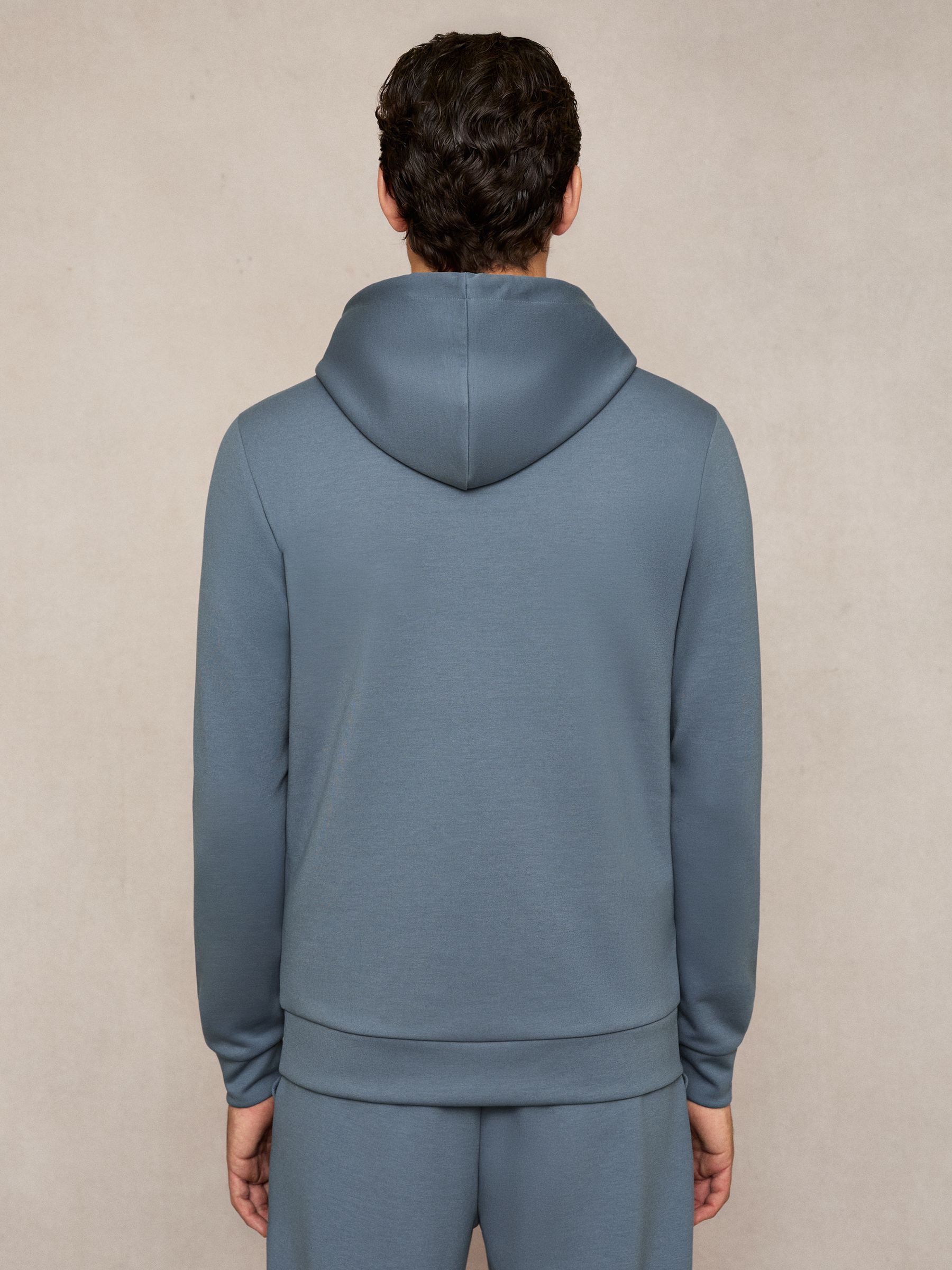 Interlock Jersey Drawstring Hoodie in Airforce Blue