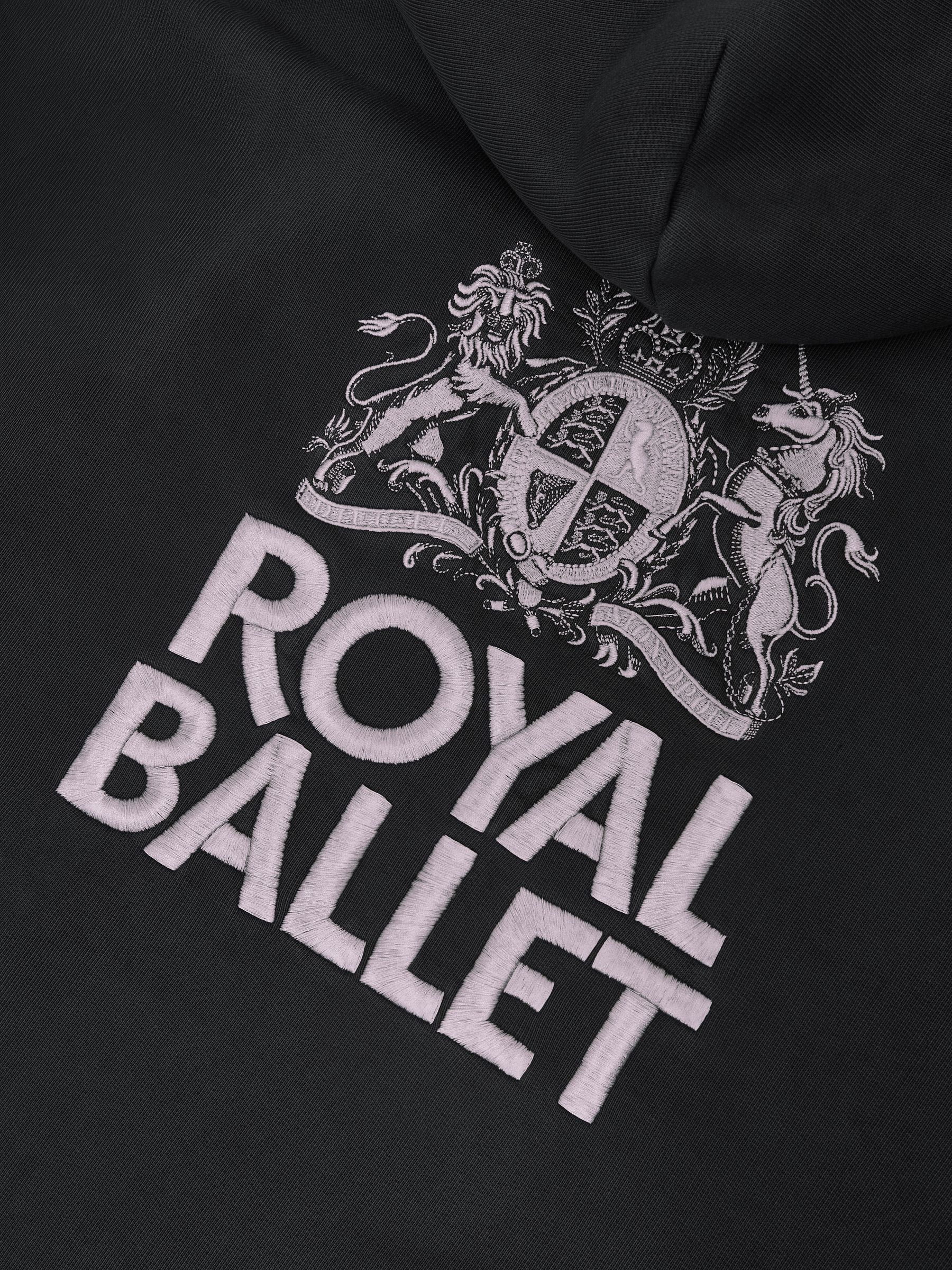 Reiss | Royal Ballet Logo Hoodie Unisex Fit in Washed Black