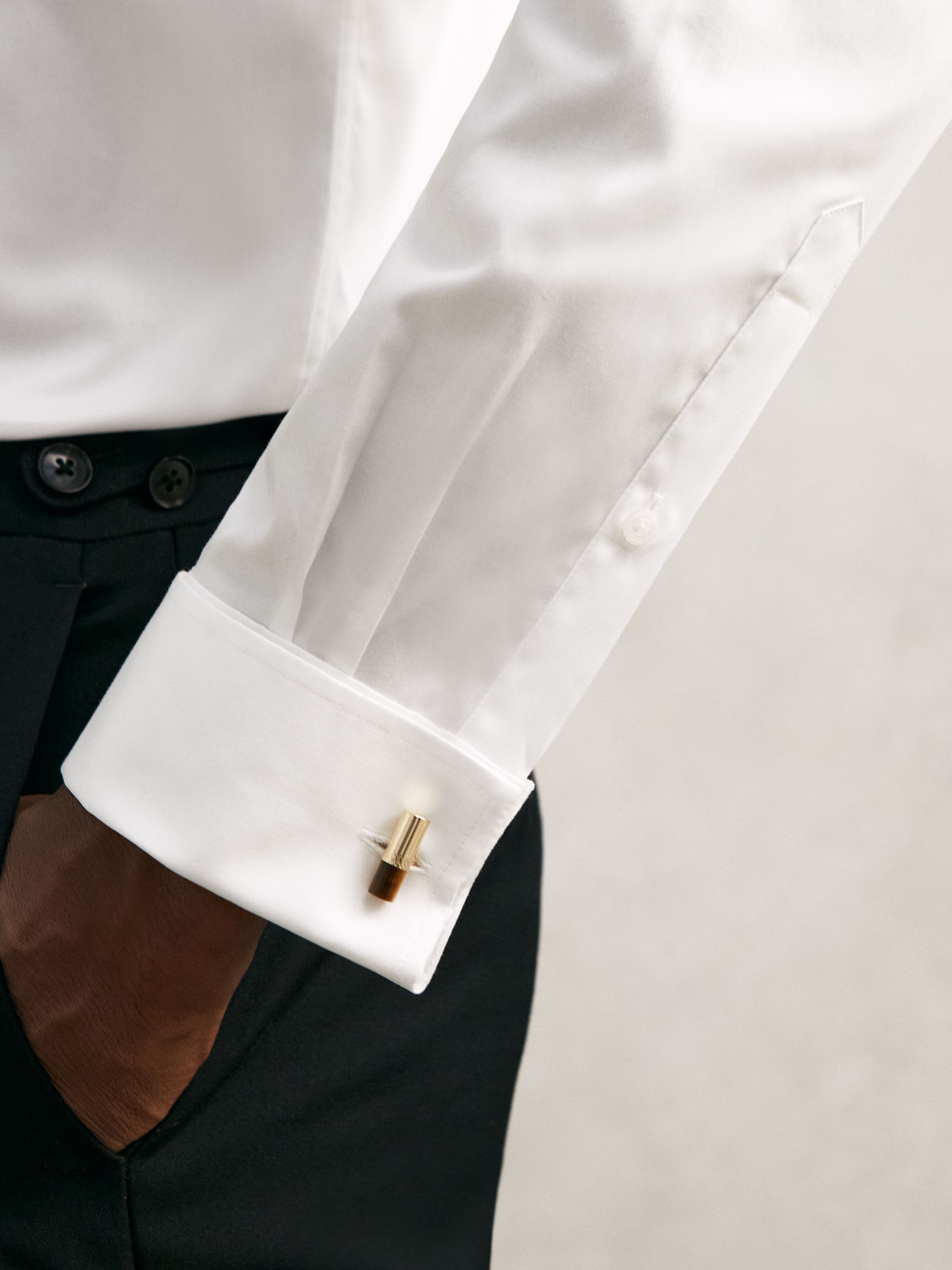 Regular Fit Cotton-Sateen Shirt in White