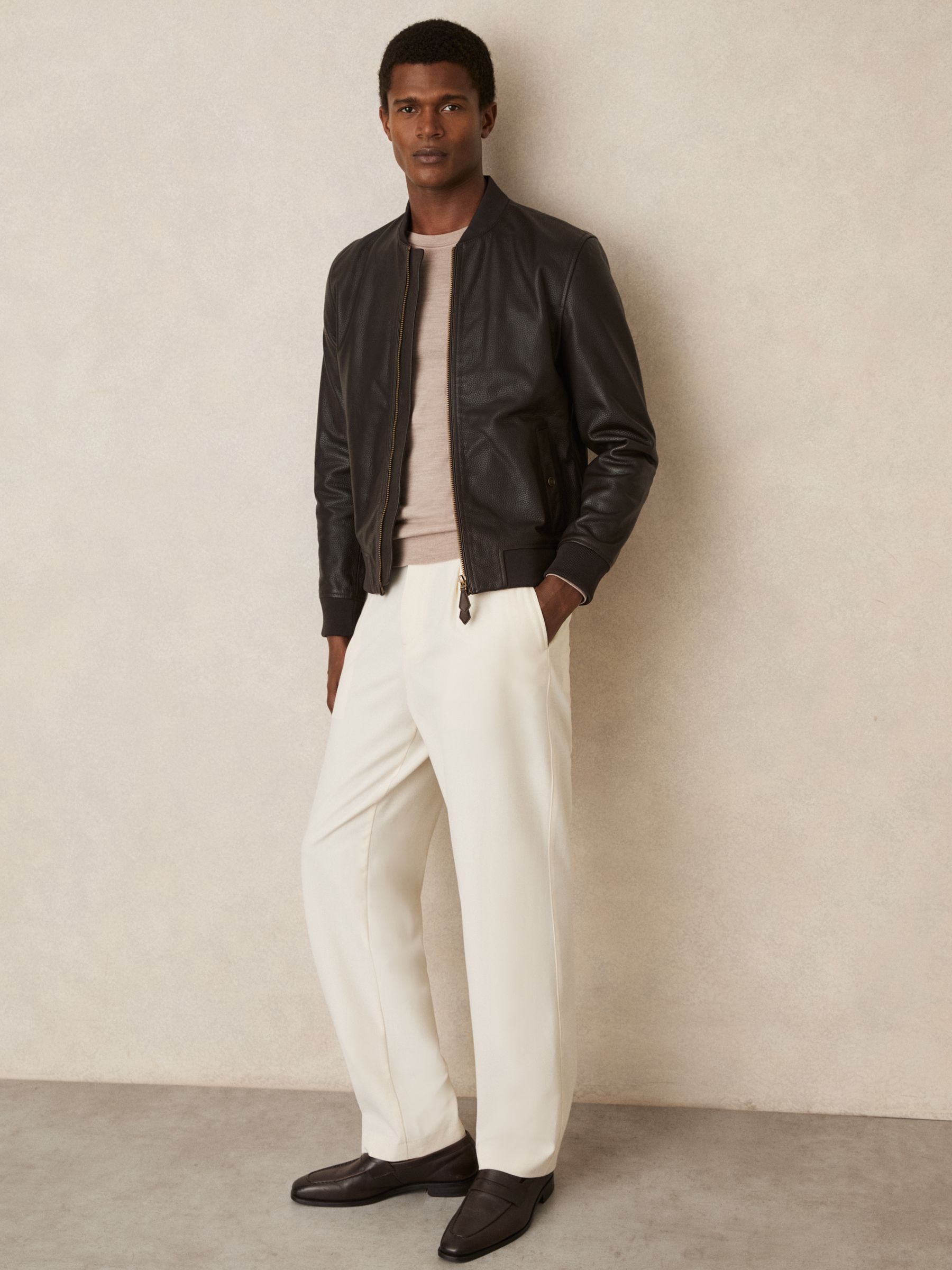 Leather Bomber Jacket in Brown