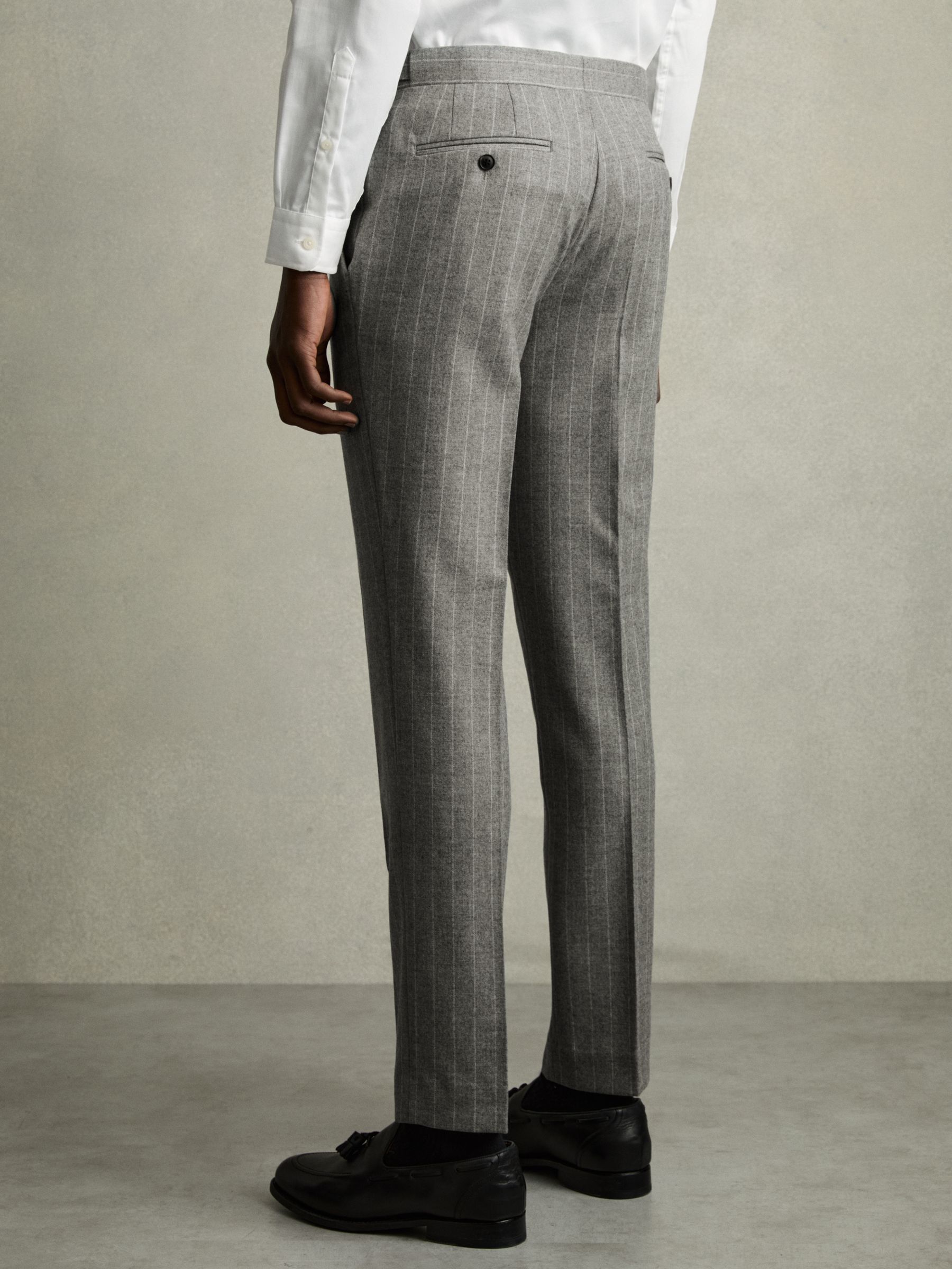 Slim-Fit Pinstripe Suit Trousers in Soft Grey