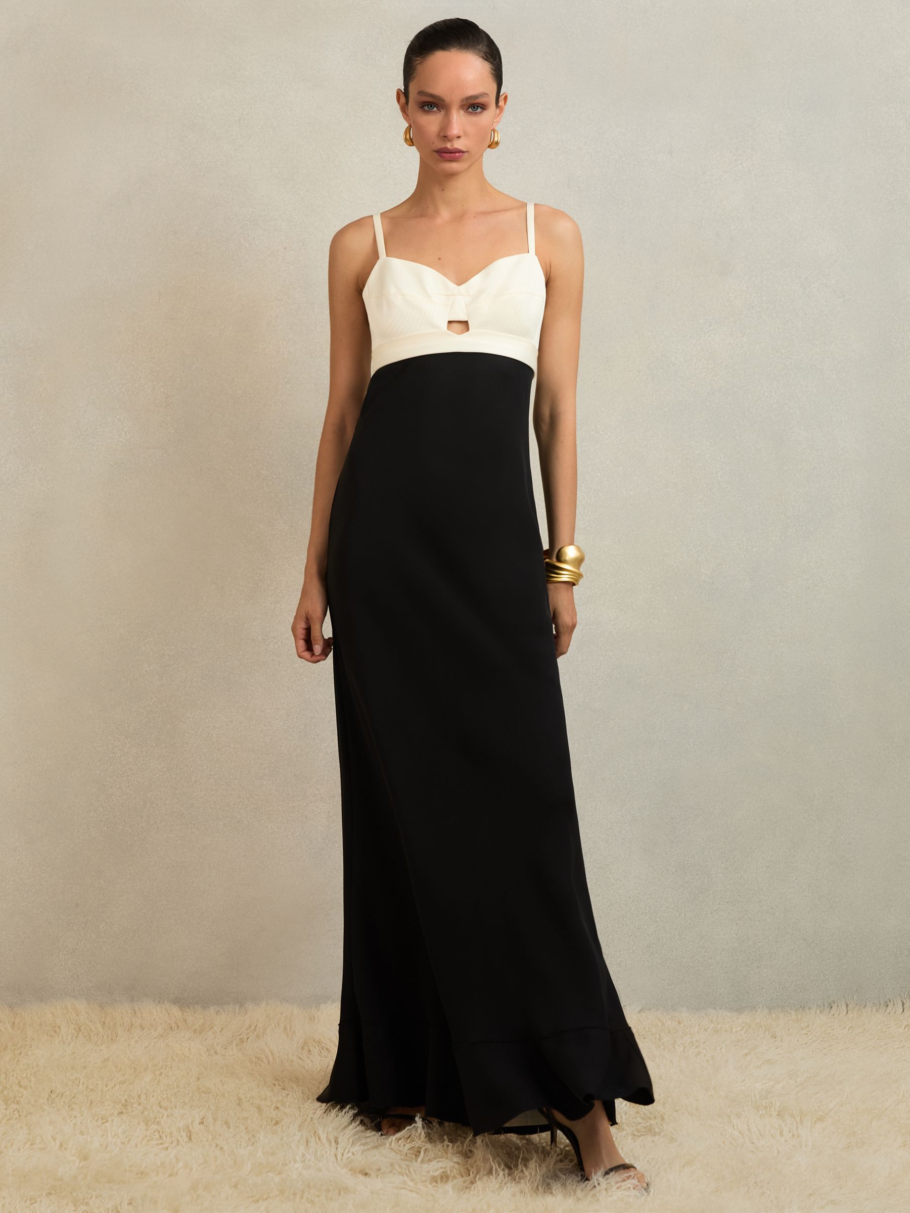 Atelier Colour-Block Maxi Dress in Black