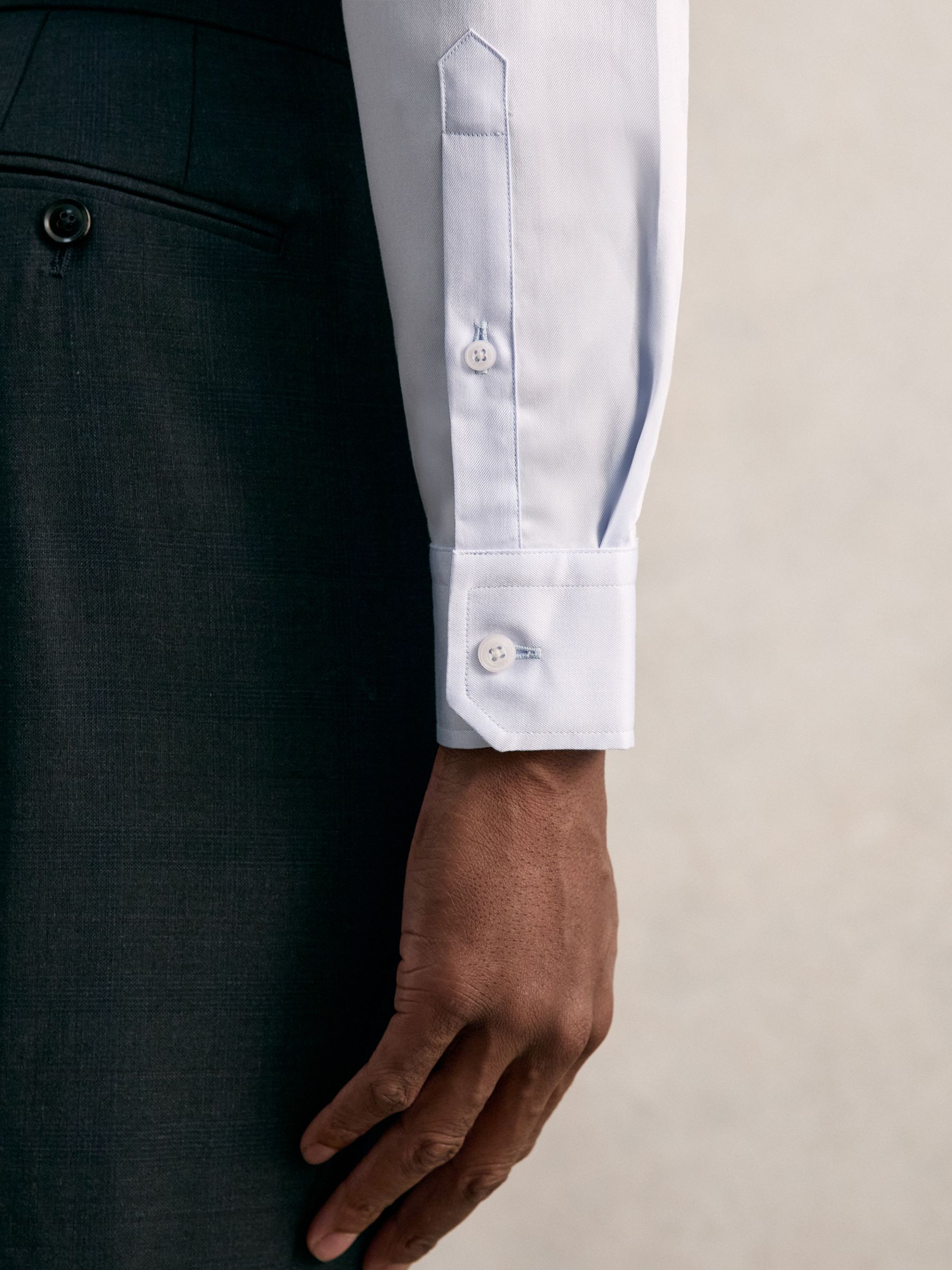 Regular Fit Cotton-Satin Regular-Fit Stripe Shirt in Mid Blue