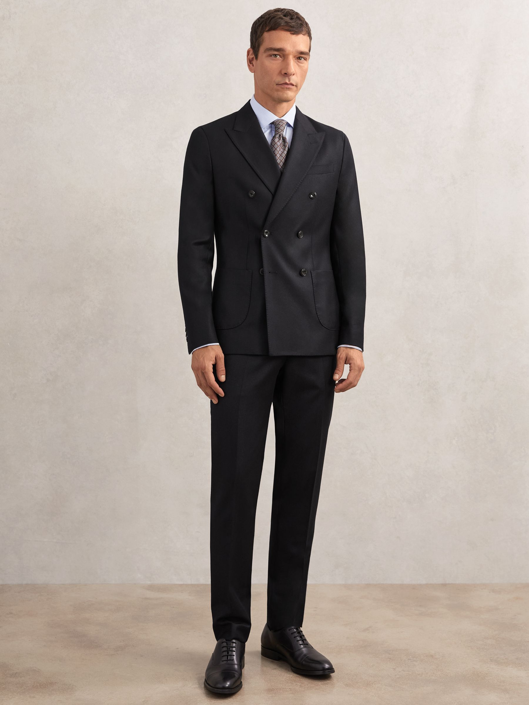 Wool-Flannel Tailored-Fit Suit Trousers in Navy