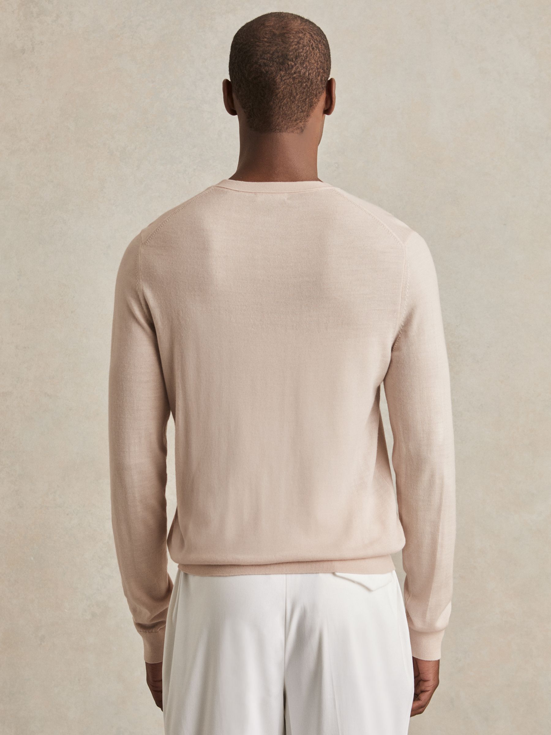 Merino-Wool Crew-Neck Jumper in Beige