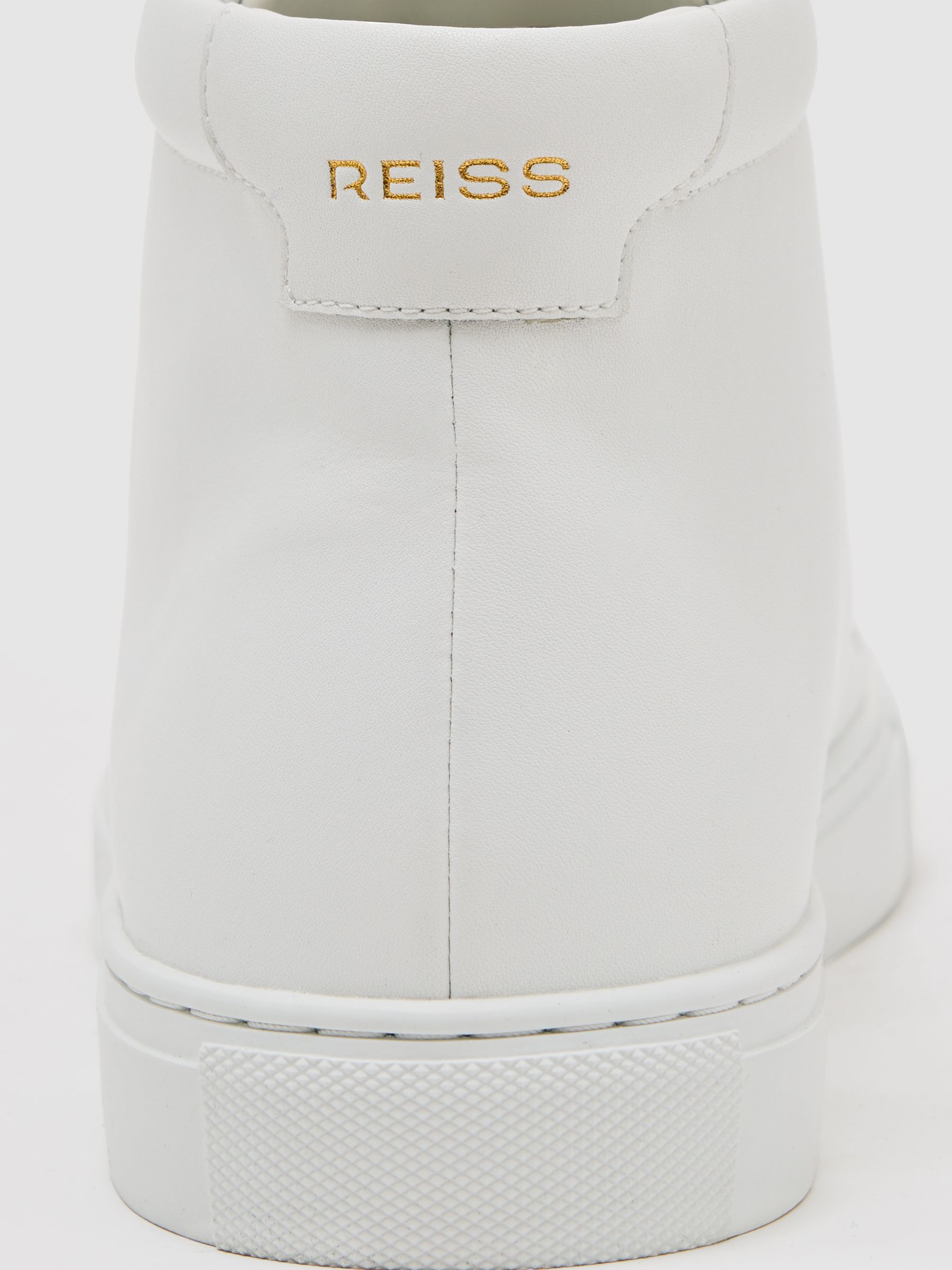 Tumbled-Leather High-Top Trainers in White
