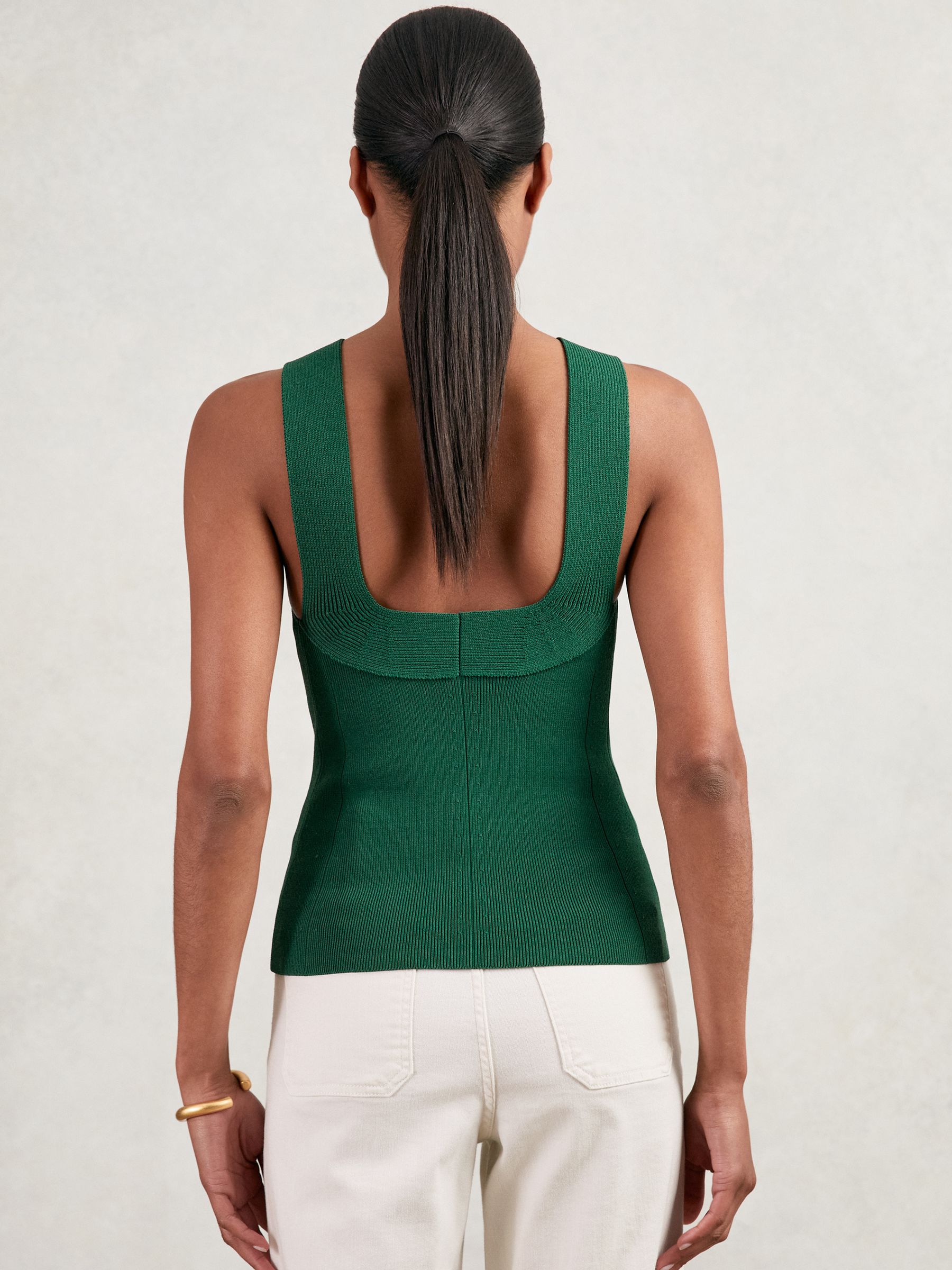 Low-Back Rib-Knit Vest in Green