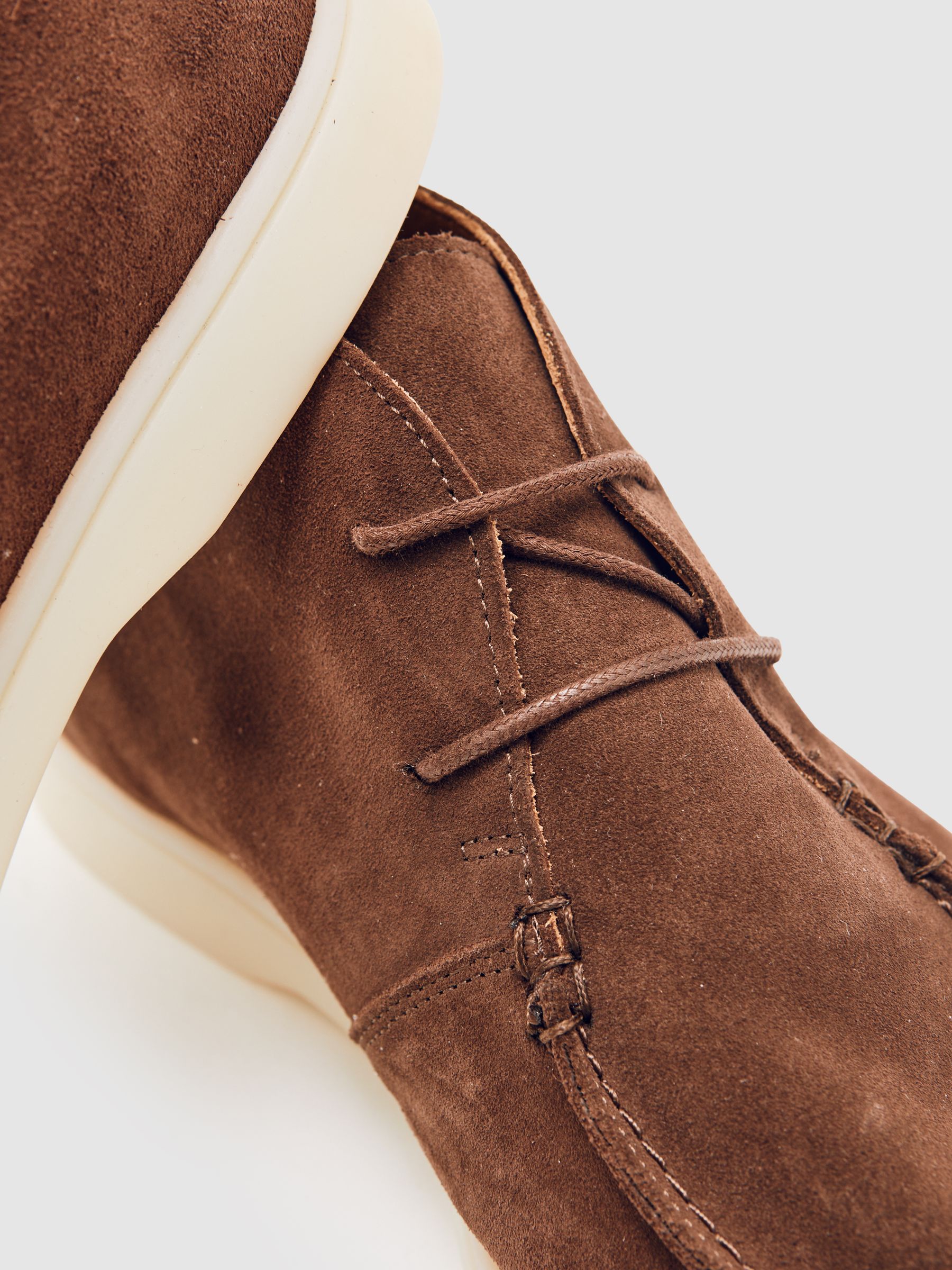 Suede Lace-Up Chukka Boots in Chocolate Brown